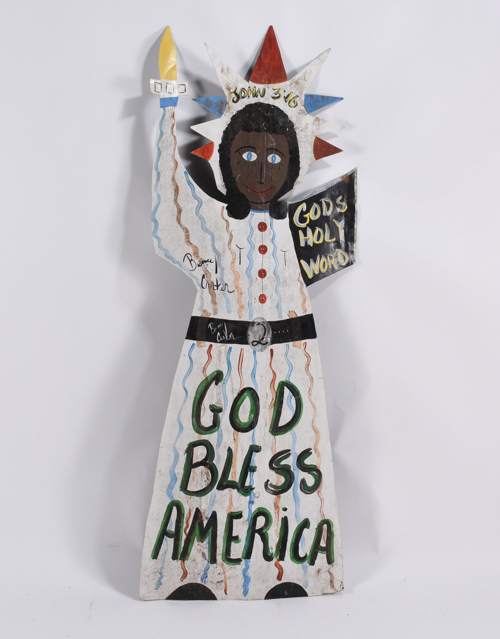 Benny Carter Large Environmental Angel: 21"x56" - large angel. A rare version of the tin cut out angel being so large. Environmental ware. This came from Benny's home environment.