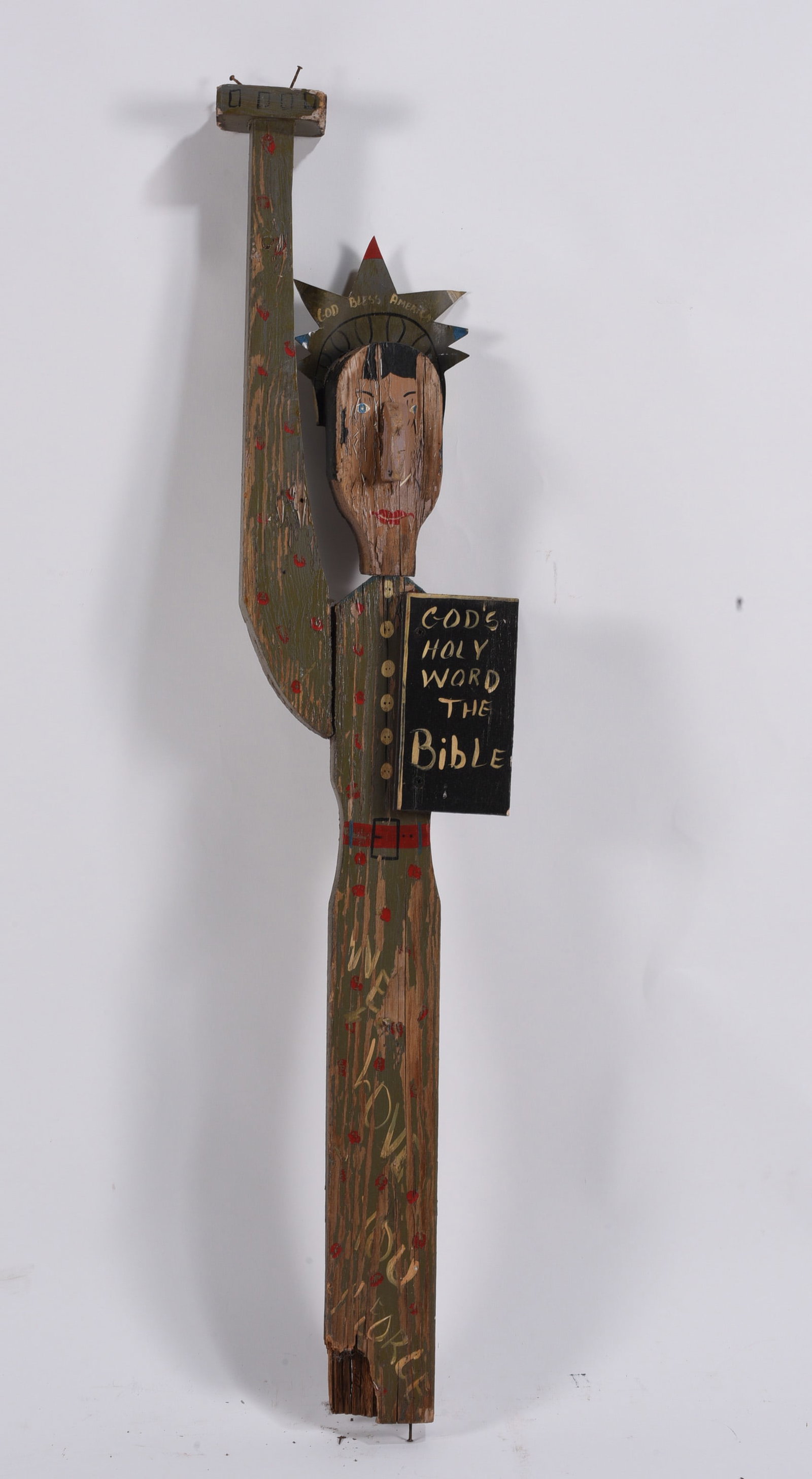 Benny Carter Statue of Liberty: 8"x42" - a cut out wooden and painted statue of liberty by Benny Carter. This is an early version and does have losses of being outstide in the weather. This is an oustanding and rare piece. Once