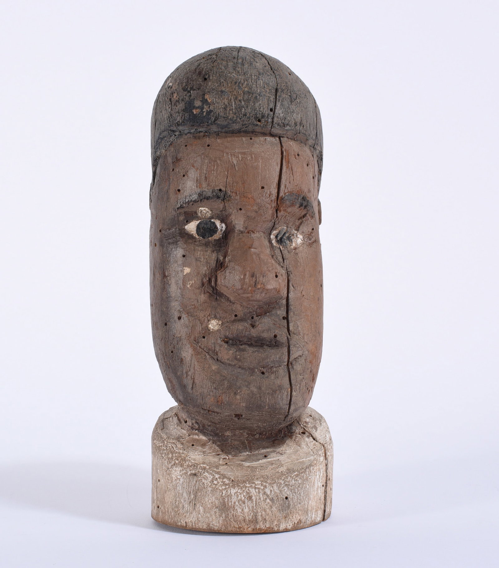 Folk Art Carved Wooden Head