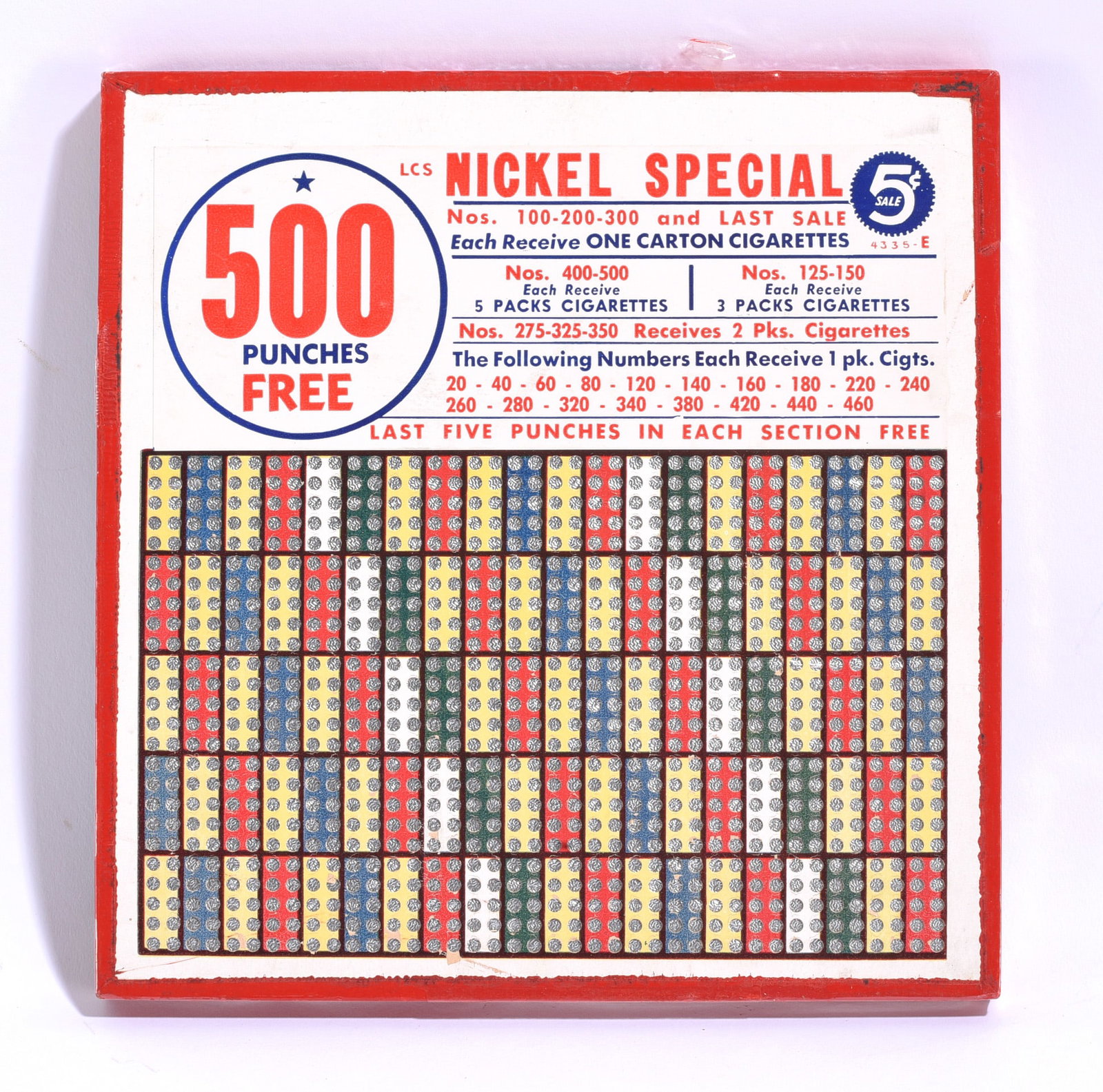 5 cent Gabling Cigarette Punch Board (1 of 2)