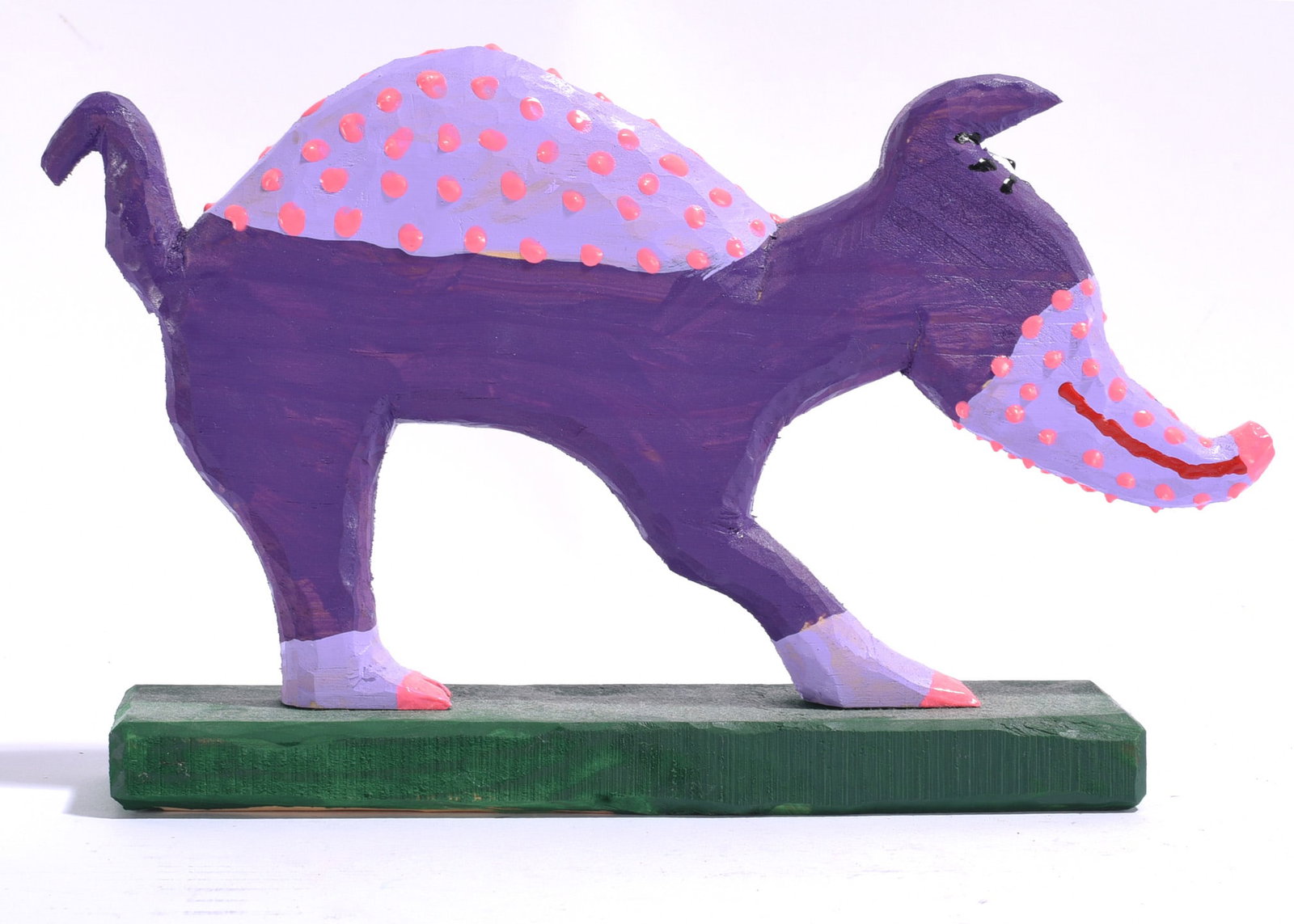 Minnie Adkins Folk Art Carvings: 10"x6" Minnie Adkins (b. 1934) is a celebrated Kentucky folk artist and carver whose whimsical painted wood animals have become icons of contemporary Appalachian folk art. This carved and brightly pai