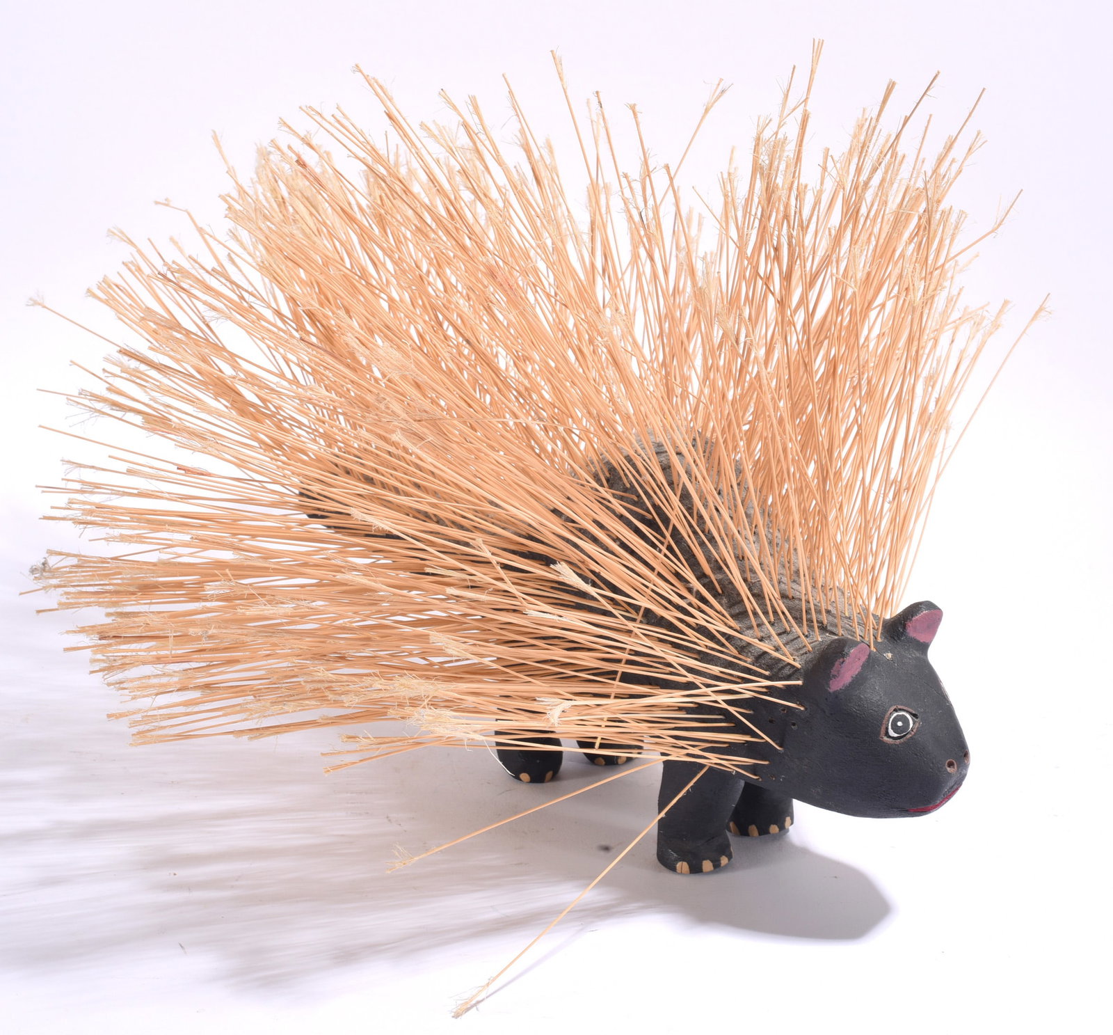 Dave signed Folk Art Wood Carved Porcupine (1 of 2)