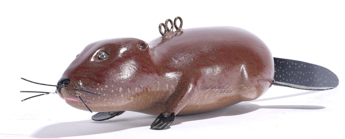 Phillip Cates Carved Wooden Beaver (1 of 3)