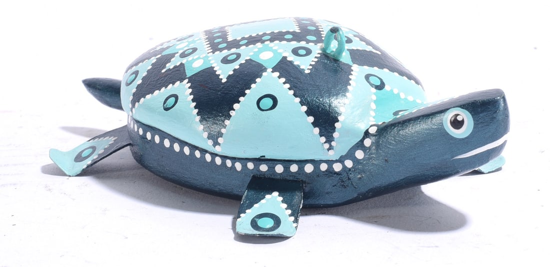 Wooden Carved and Painted Turtle (1 of 3)