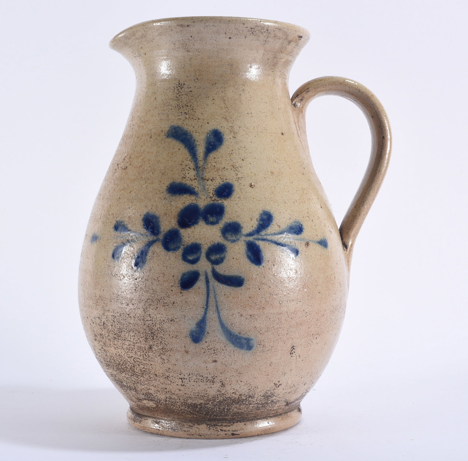 Antique Cobalt Decorated Stoneware Pitcher (1 of 4)
