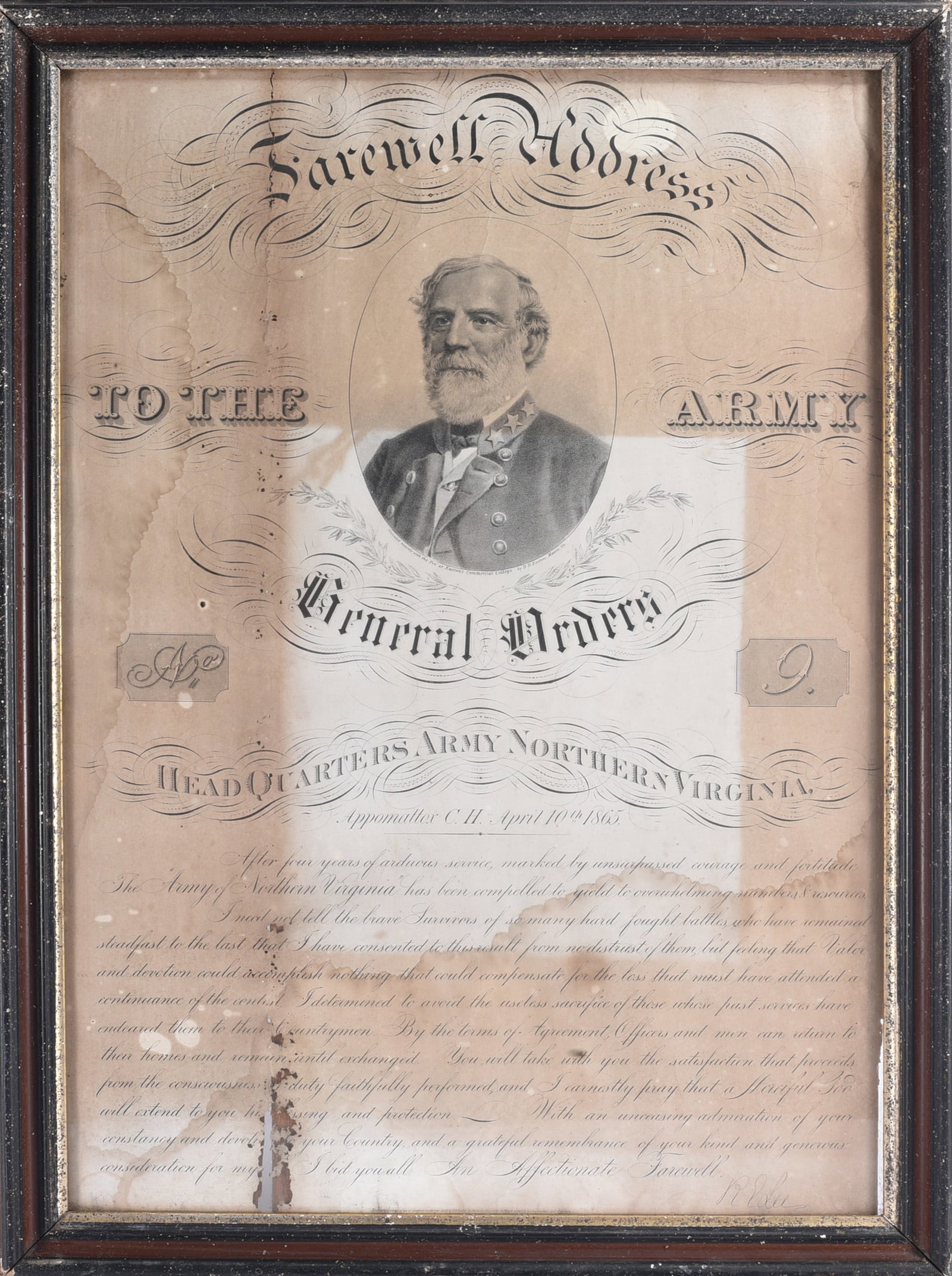 Robert E. Lee Farewell Address General Orders No. 9 Framed Print (1 of 4)