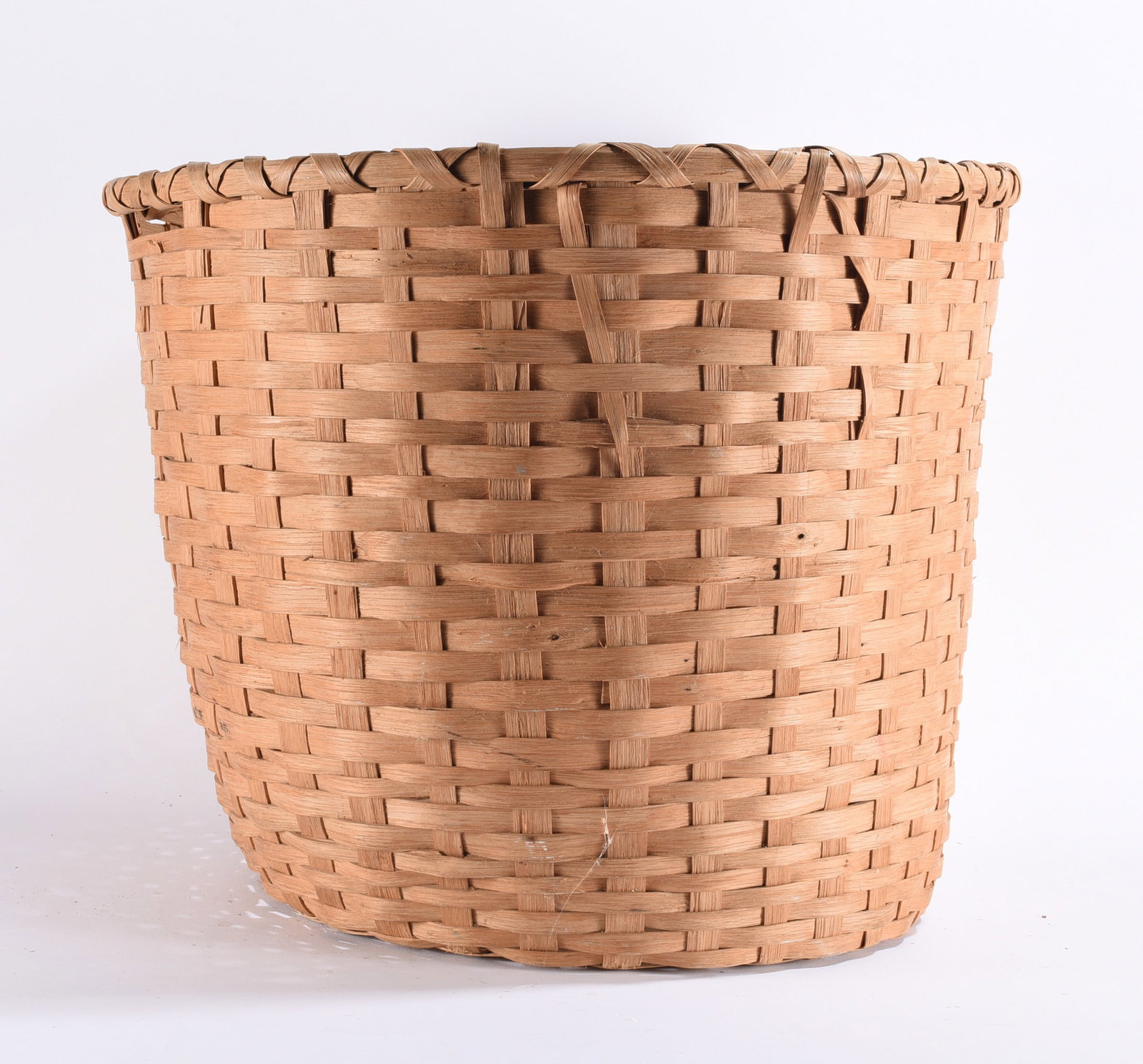 Large Antique Hand Woven Splint Storage Basket (1 of 3)
