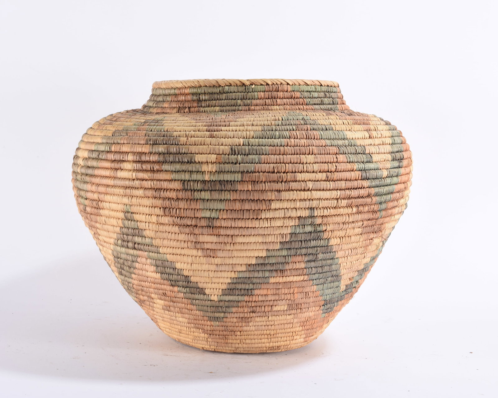 Native American Polychrome Coiled Basket - 2