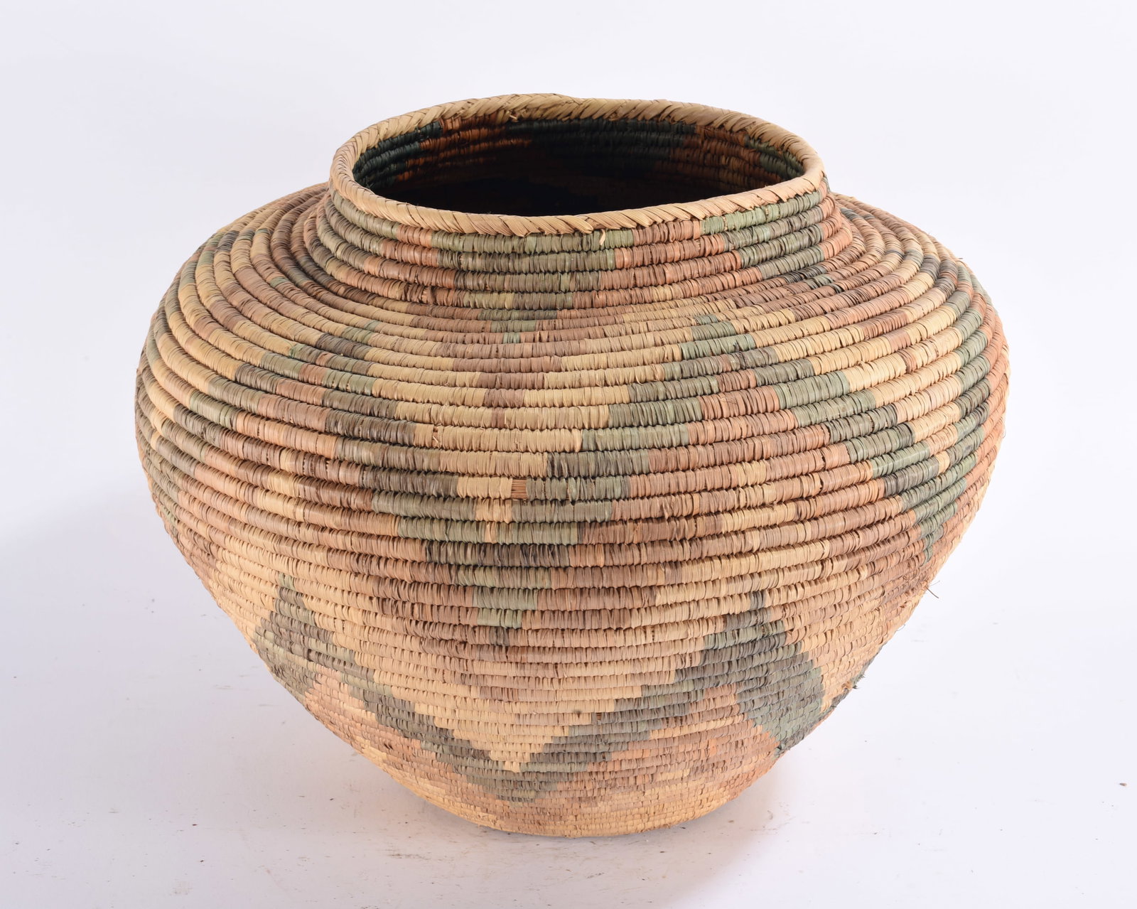 Native American Polychrome Coiled Basket - 3