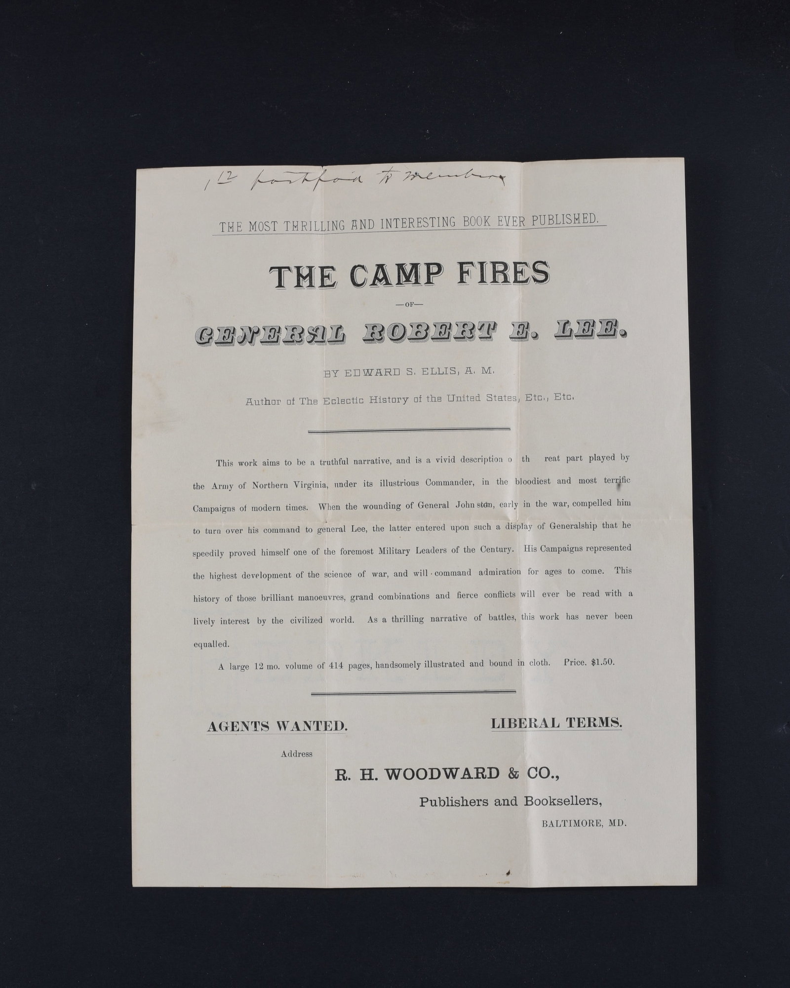 Robert E. Lee Broadside 1886 (1 of 2)