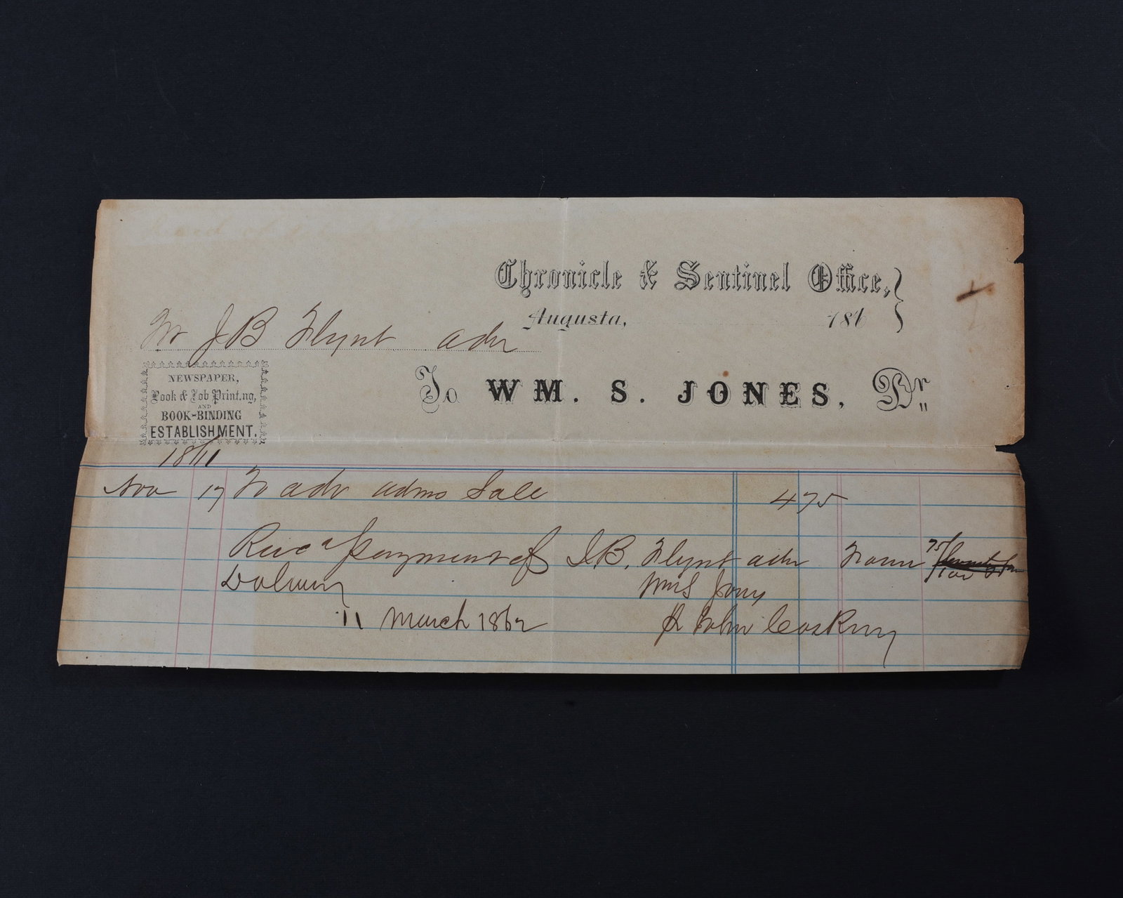 Confederate 1862 Signed Document (1 of 2)
