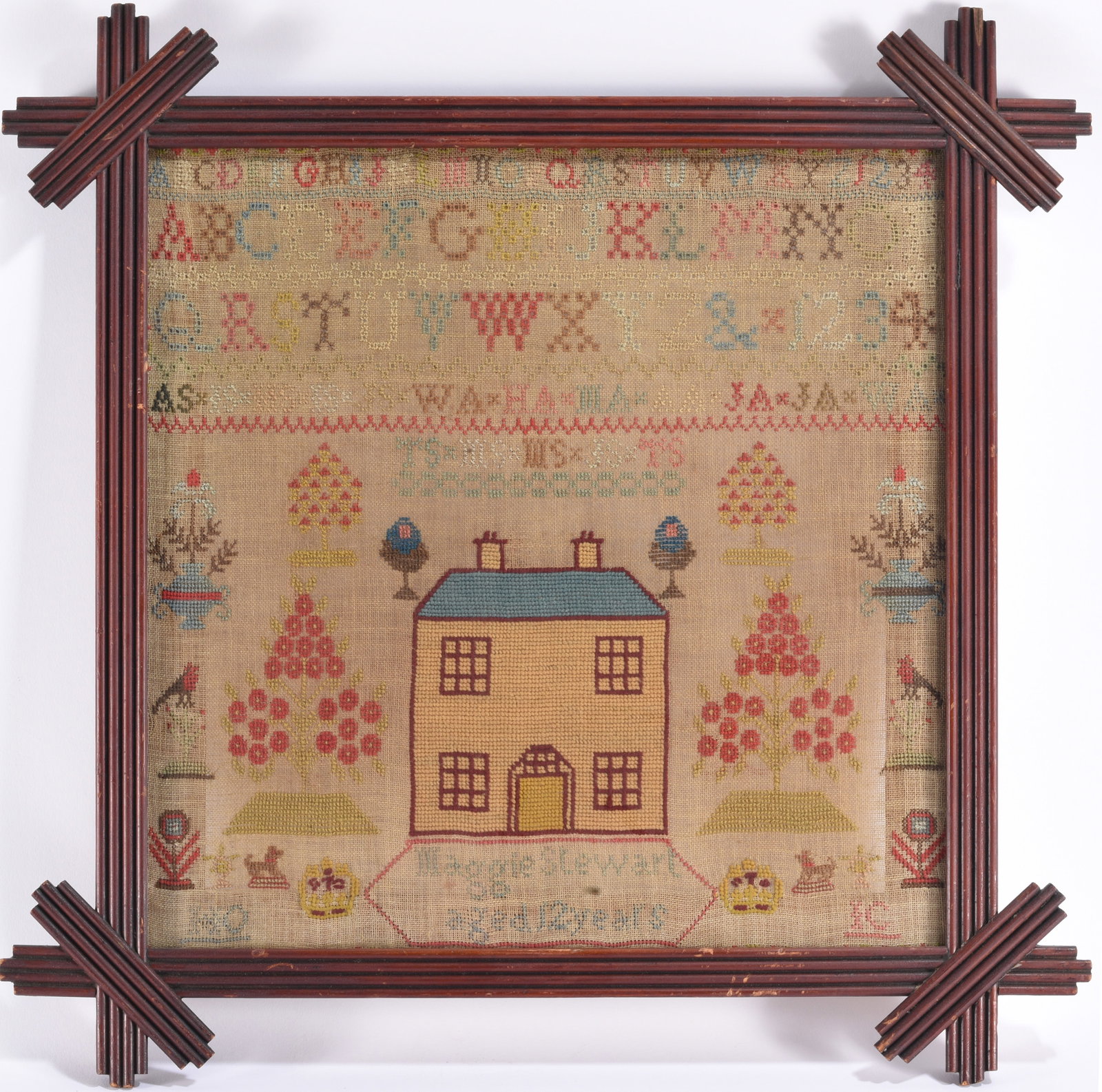 Antique Needlework Sampler Maggie Stewart (1 of 5)