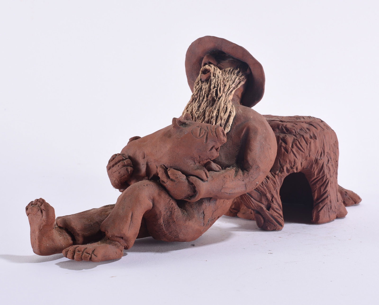 Pottery Drunkin Man With Pig (1 of 3)
