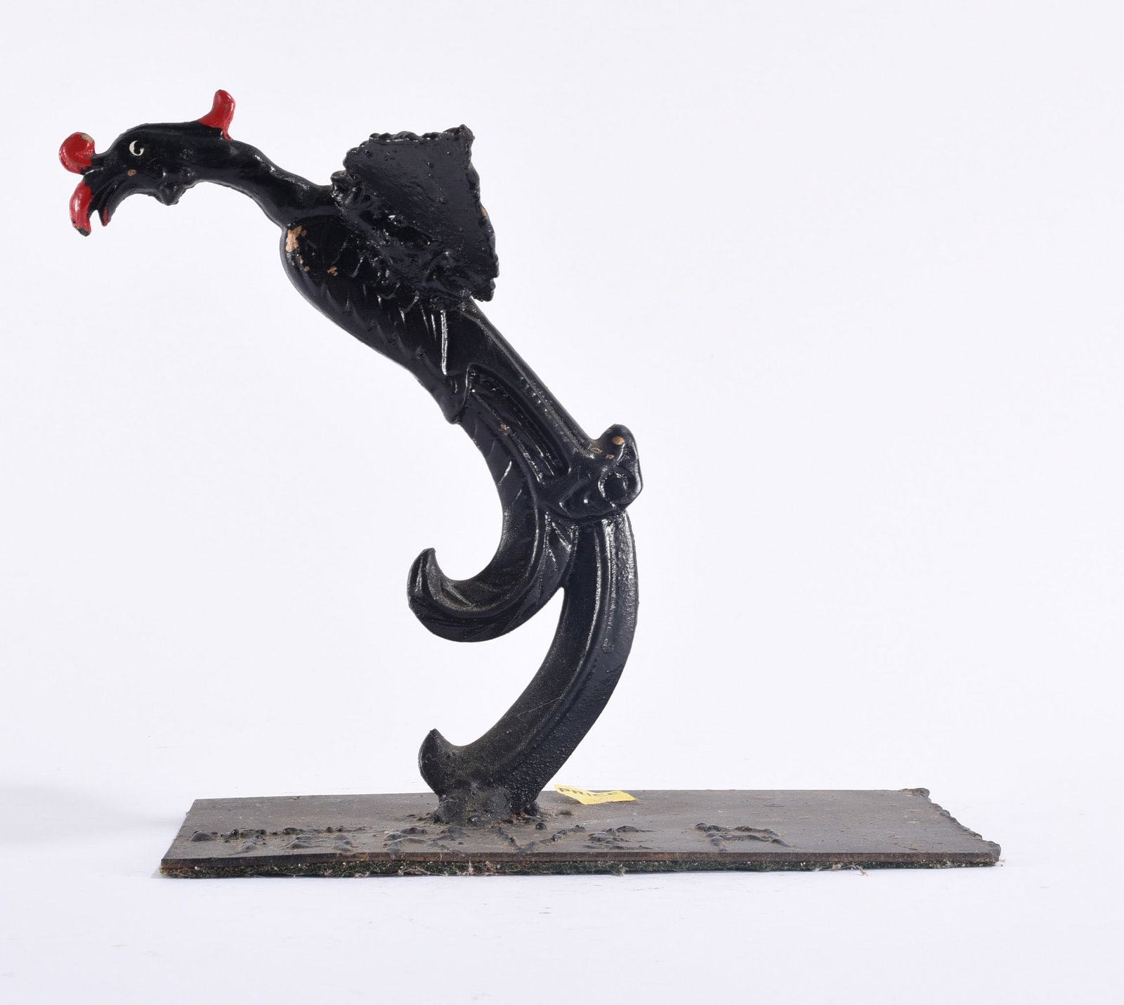 Willie Tarver (1932 - 2010) Sculpture: Willie L. Tarver (1932–2010), Wadley, Georgia, self-taught folk-art welded metal sculpture depicting a highly stylized bird or fantastic creature with elongated curving body, outstretched wings and 