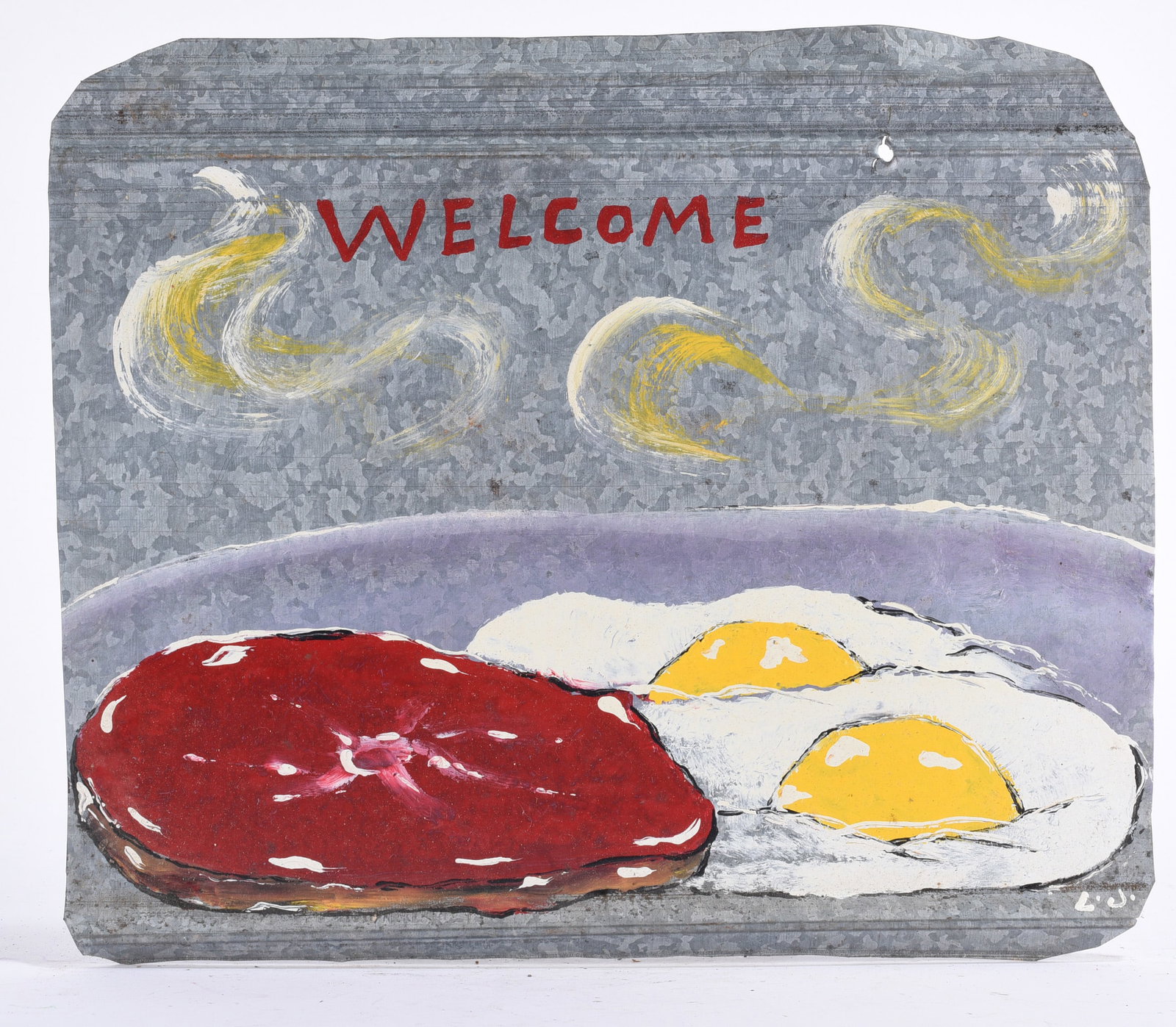 Leonard Jones Outsider Art Painting on Tin (1 of 2)