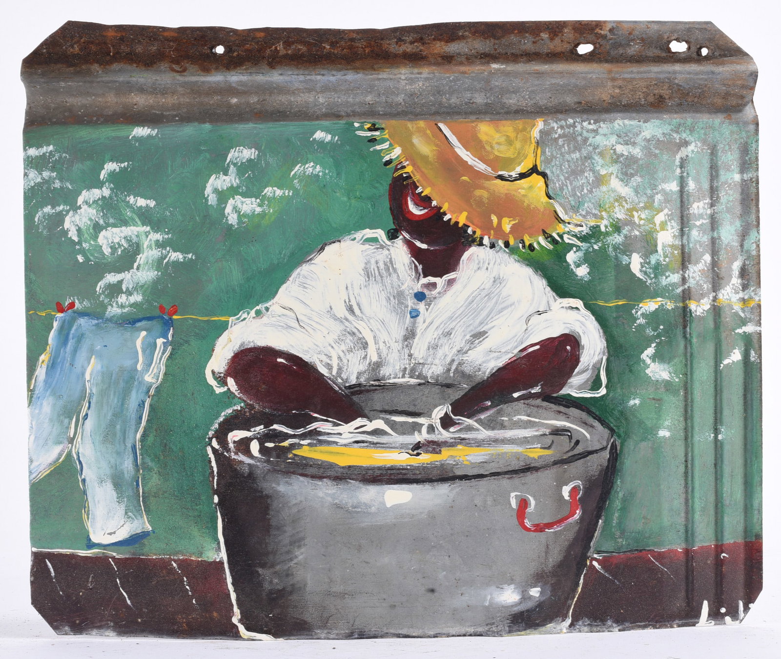 Leonard Jones Outsider Art Painting on Tin (1 of 2)