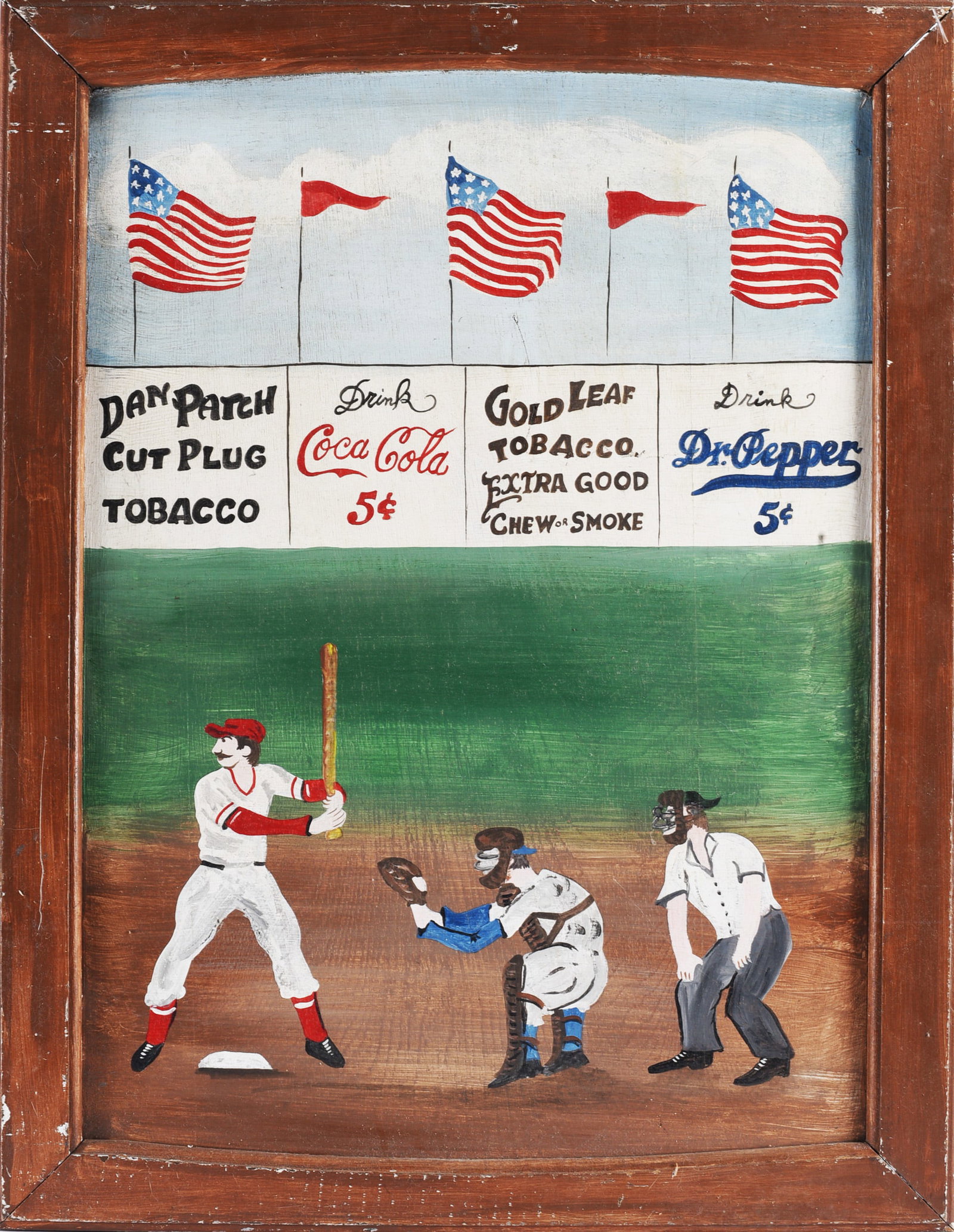 Folk Art Painting of Baseball Players (1 of 2)