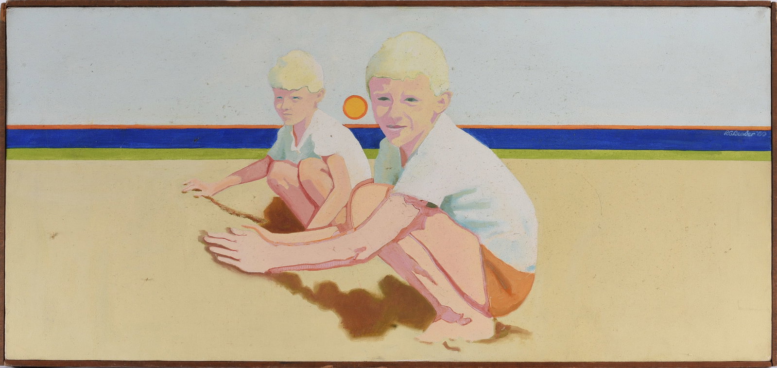 RG Bender Mid Century Modern Painting of Beach (1 of 2)