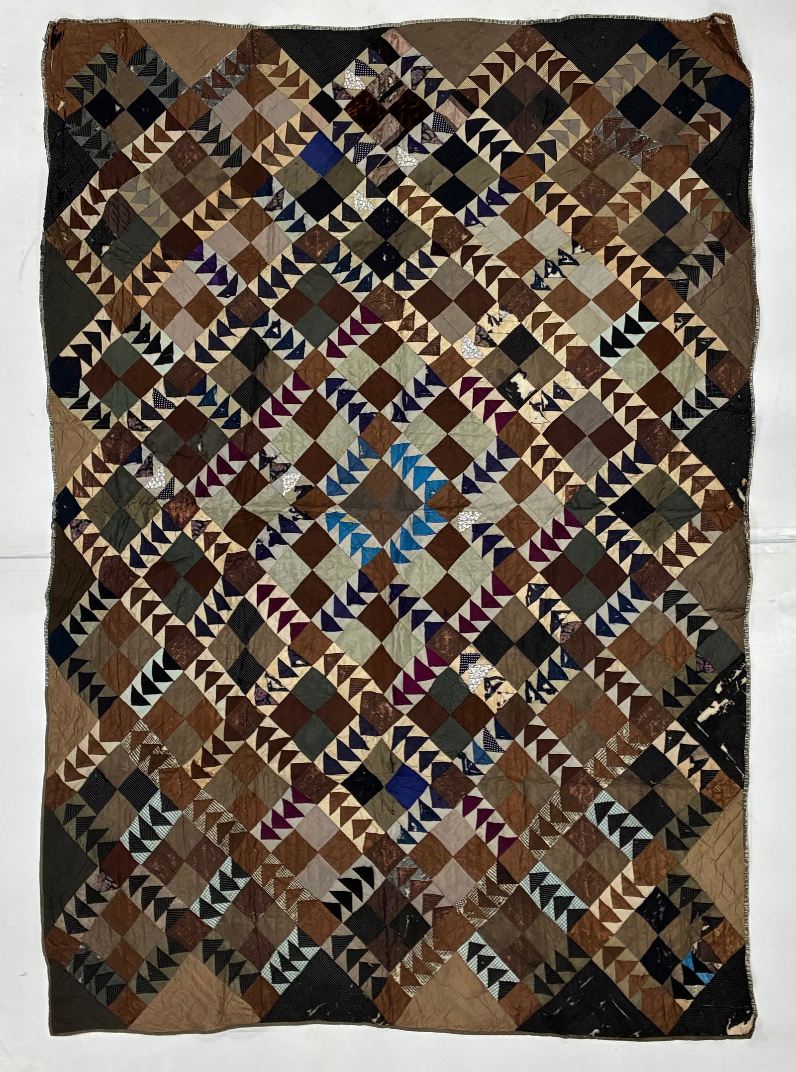 American Flying Geese & Four-Patch Scrap Quilt, Circa 1900-1930 (1 of 2)