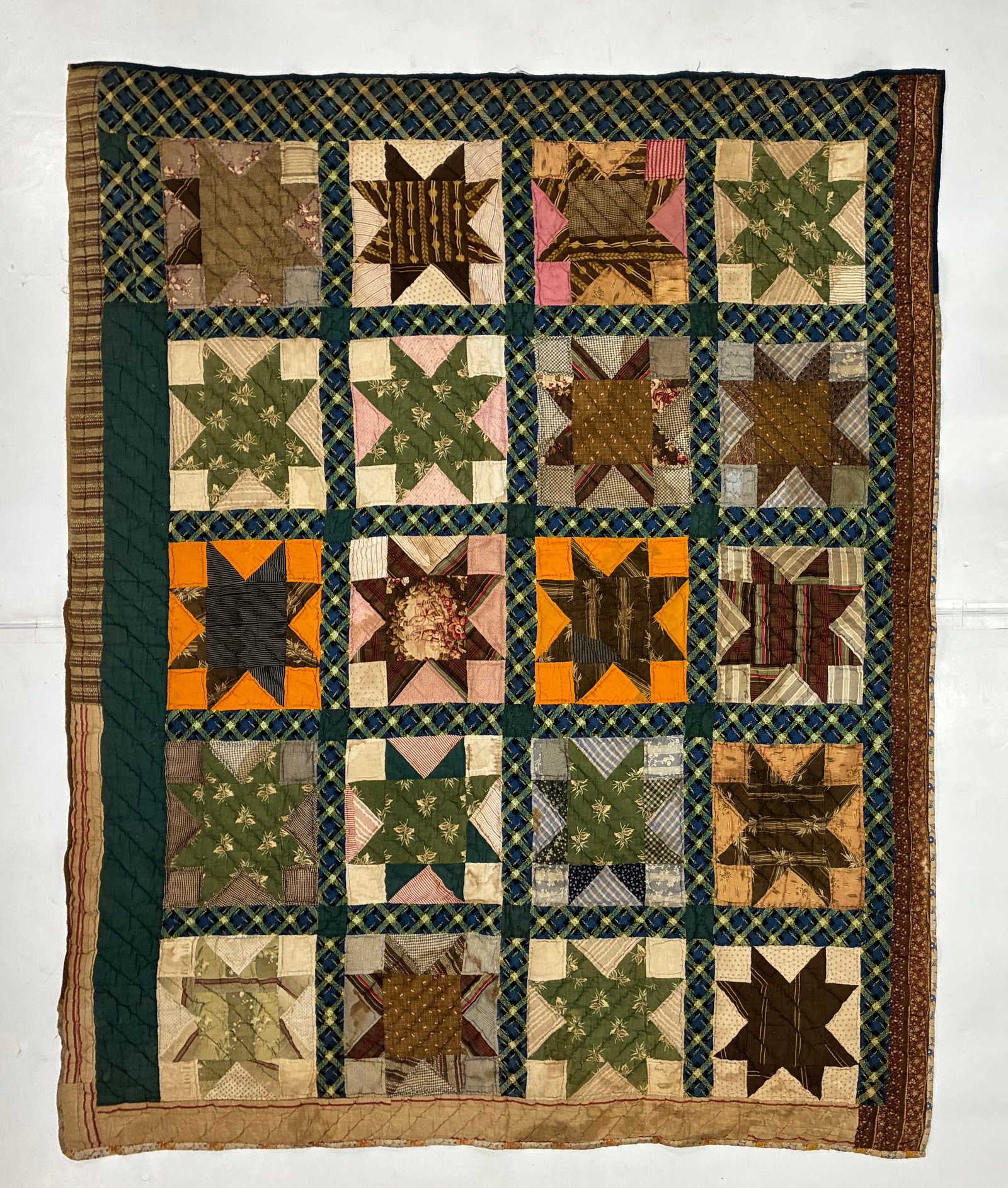 American Album Variation Star & Economy Block Quilt, Circa 1900-1930 (1 of 2)