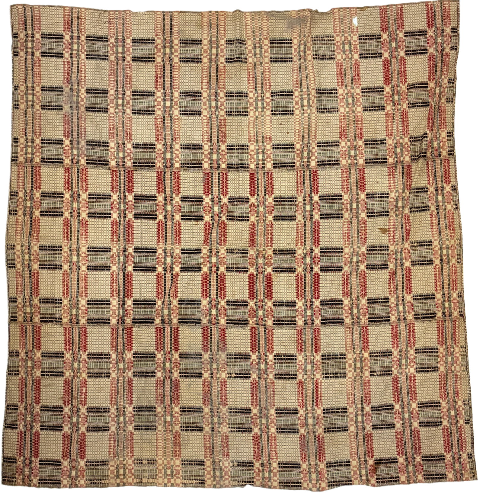 Early American Handwoven Plaid Coverlet (1 of 2)