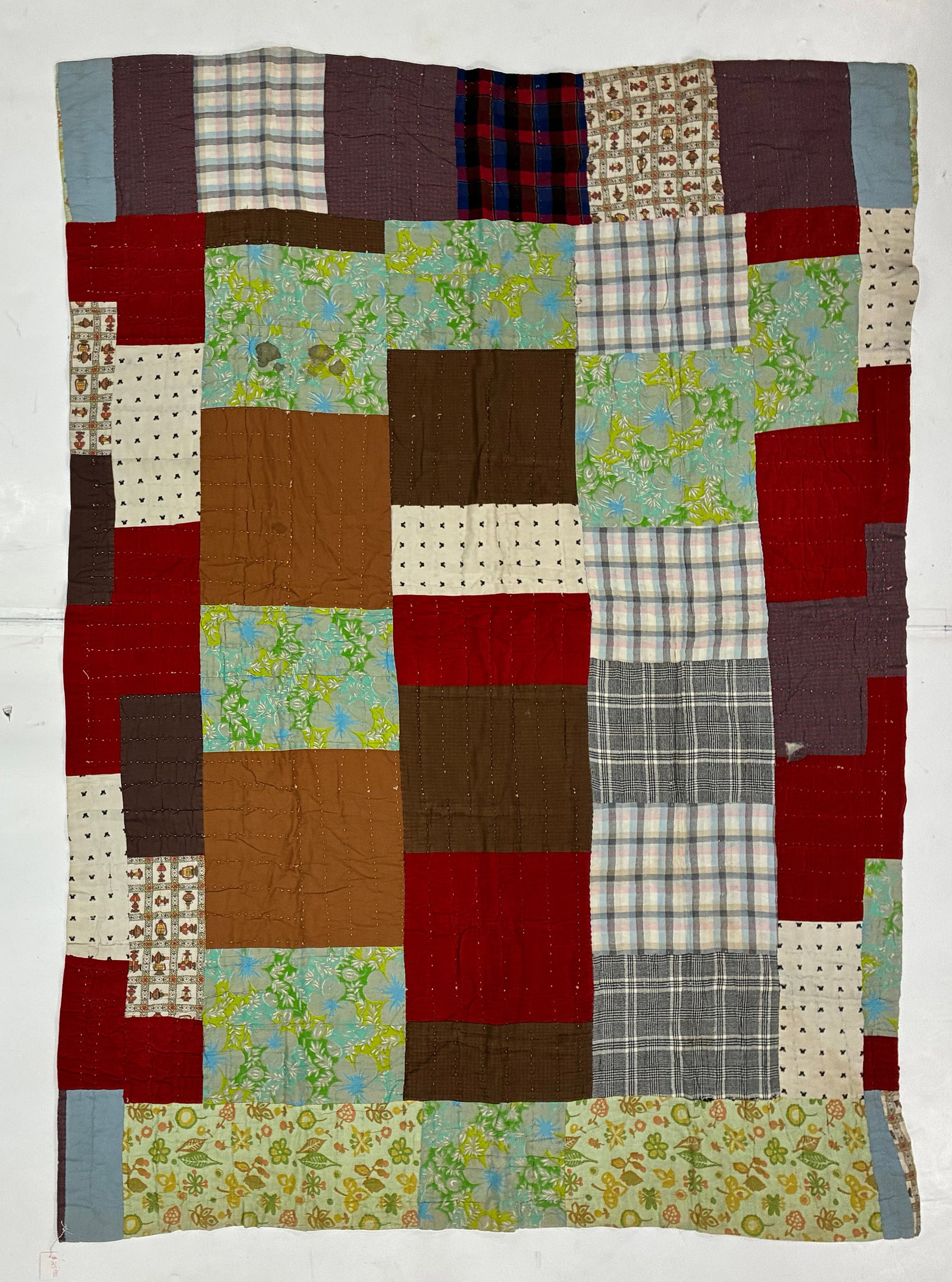 Early 20th Century American Improvisational Utility Patchwork Quilt (1 of 2)