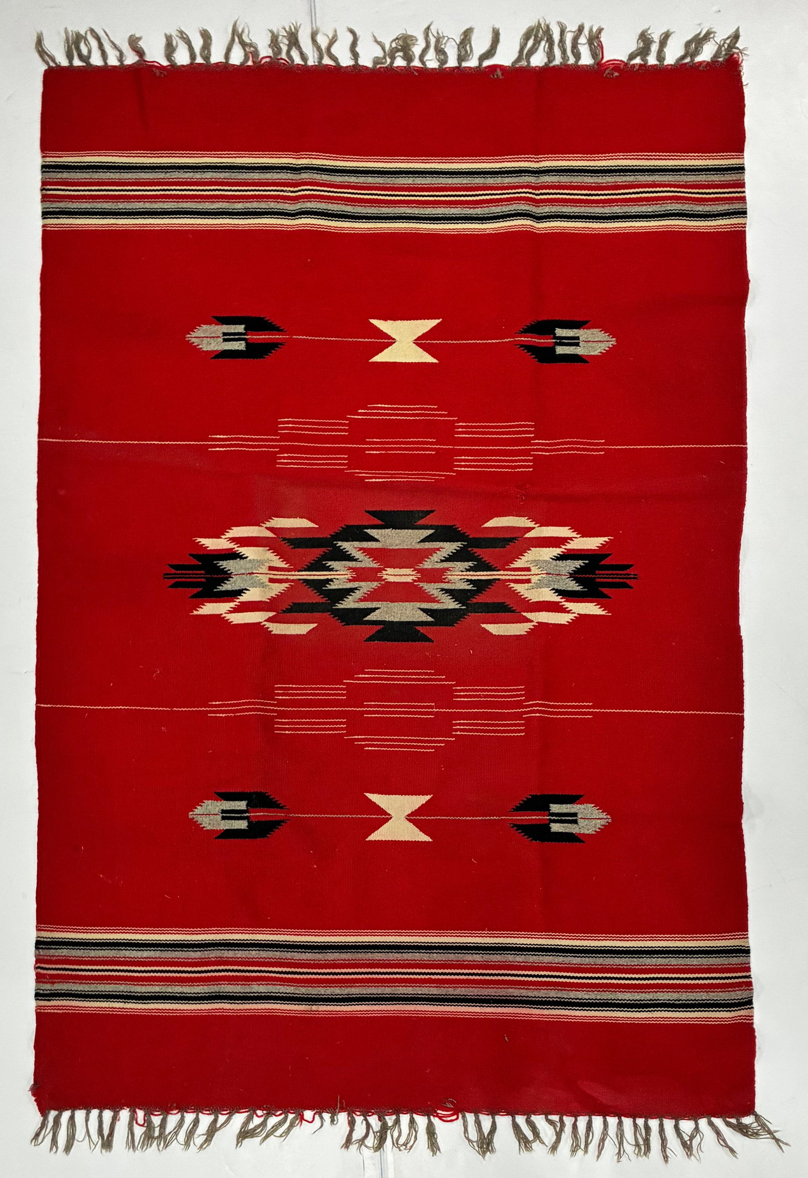 Southwestern Handwoven Red Wool Geometric Textile (1 of 2)