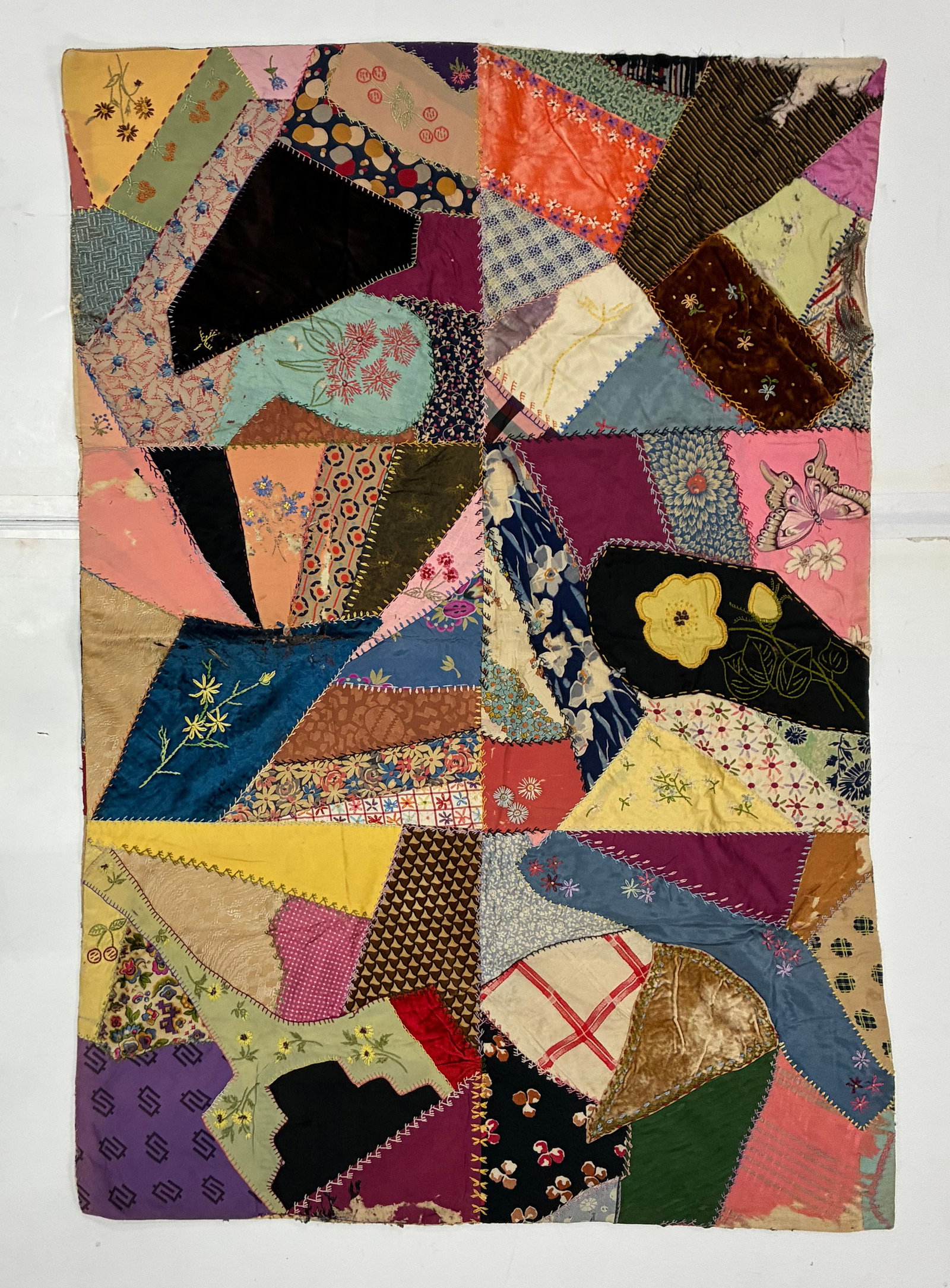 Early 20th Century American Embroidered Crazy Quilt (1 of 2)