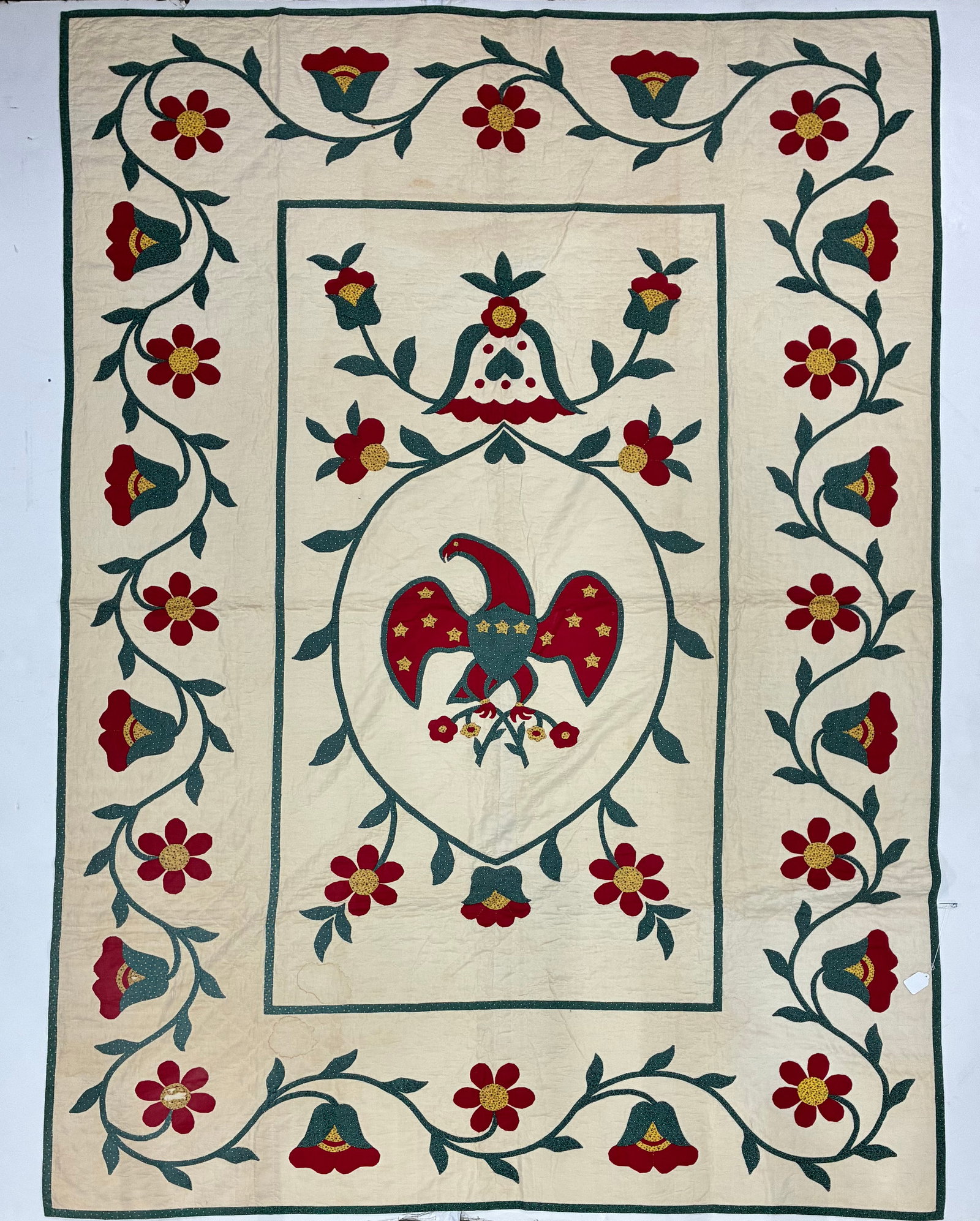 American Folk Art Eagle & Floral Appliqué Quilt (1 of 2)