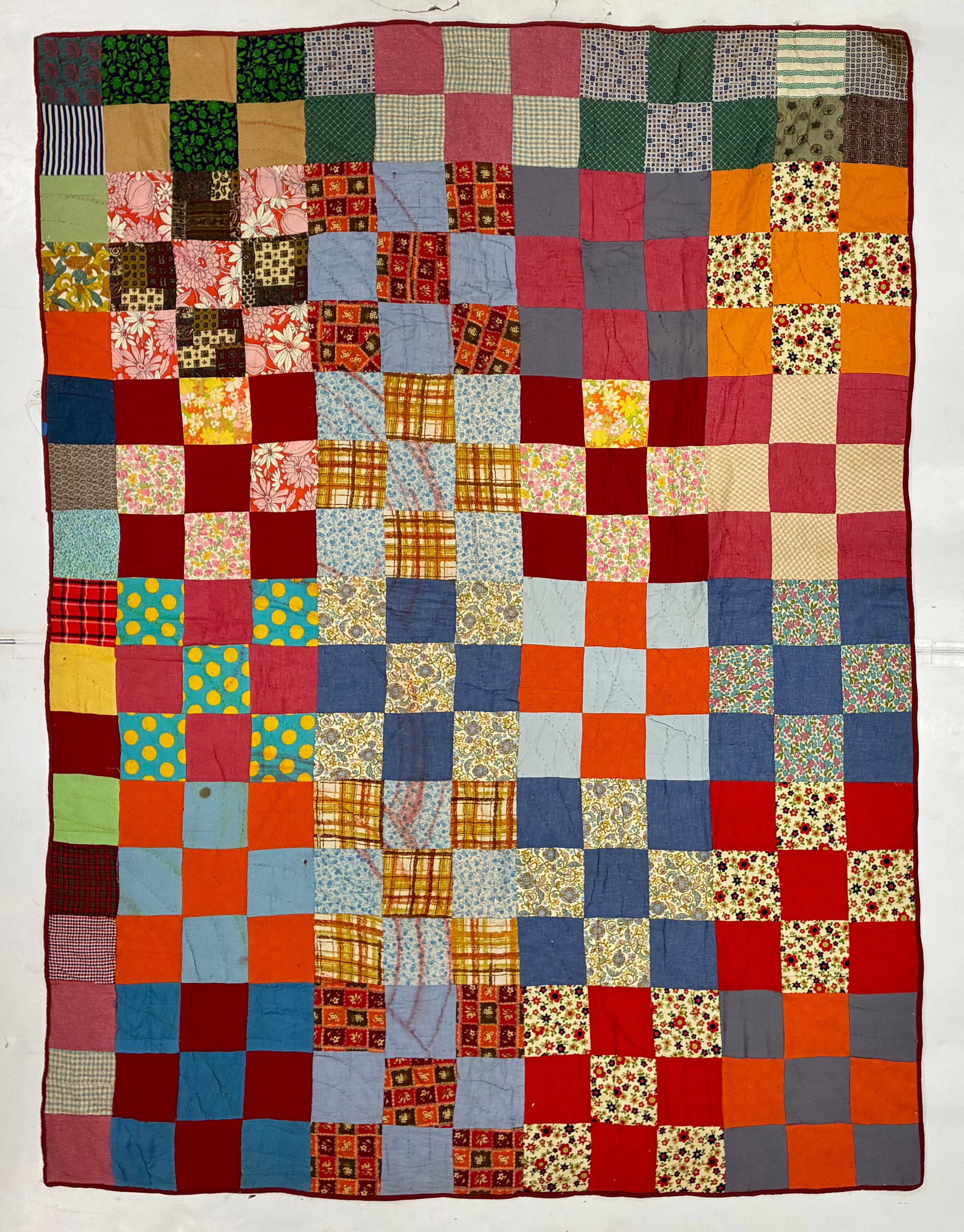 American Colorful Nine-Patch Scrap Quilt (1 of 2)