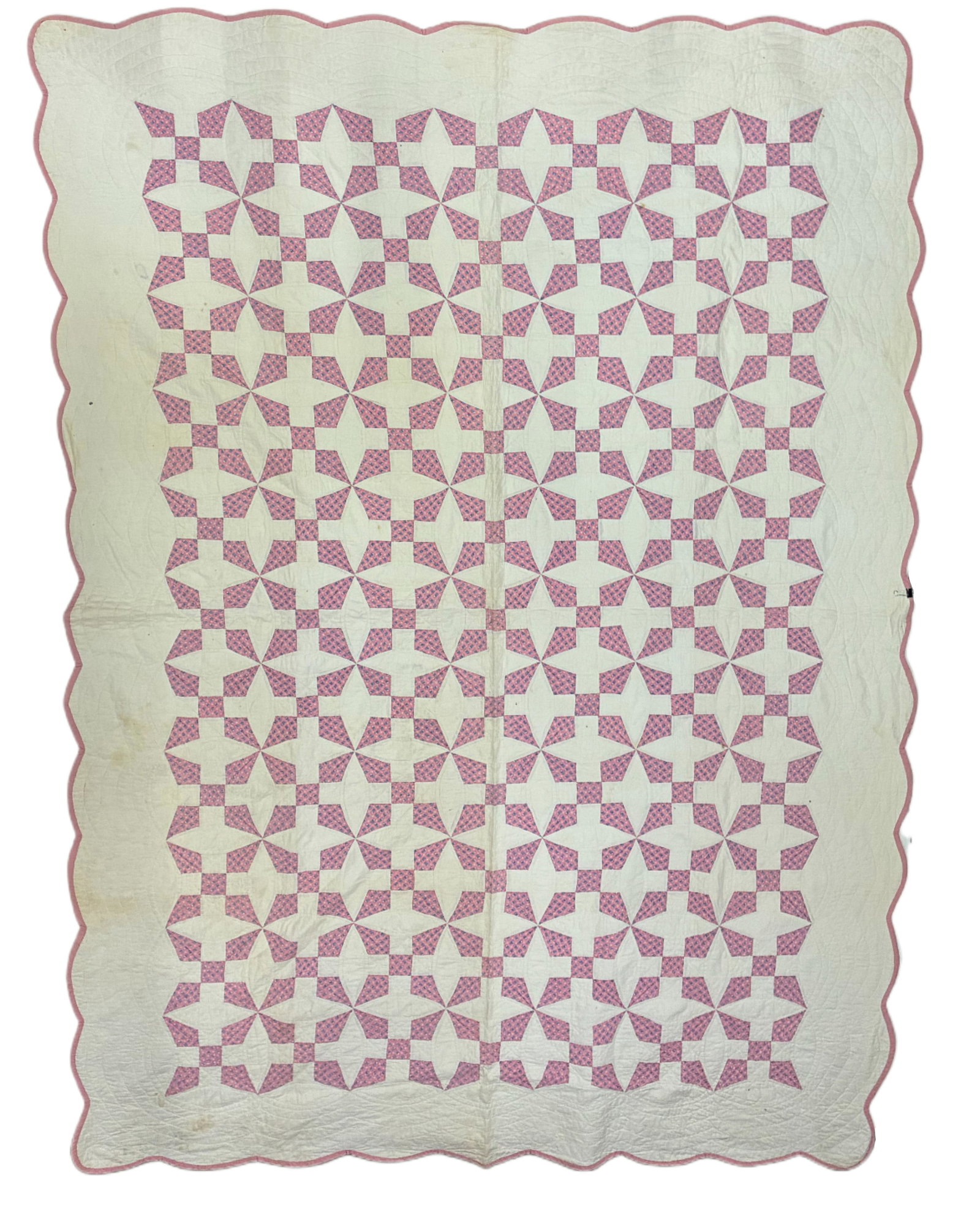 American Pink & White Snowball / Star Variation Quilt (1 of 2)