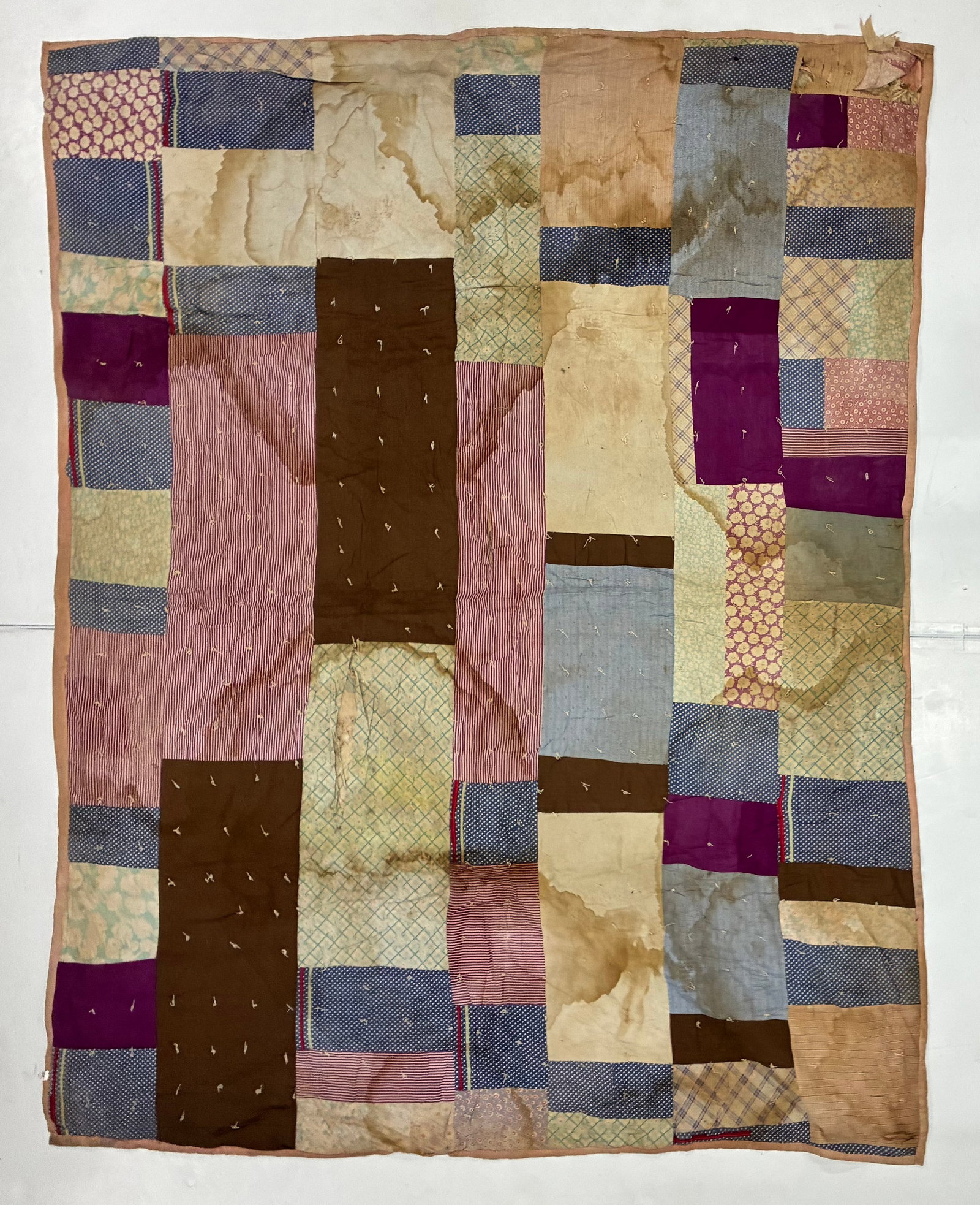 Early 20th Century American Improvisational Tied Utility Quilt (1 of 2)