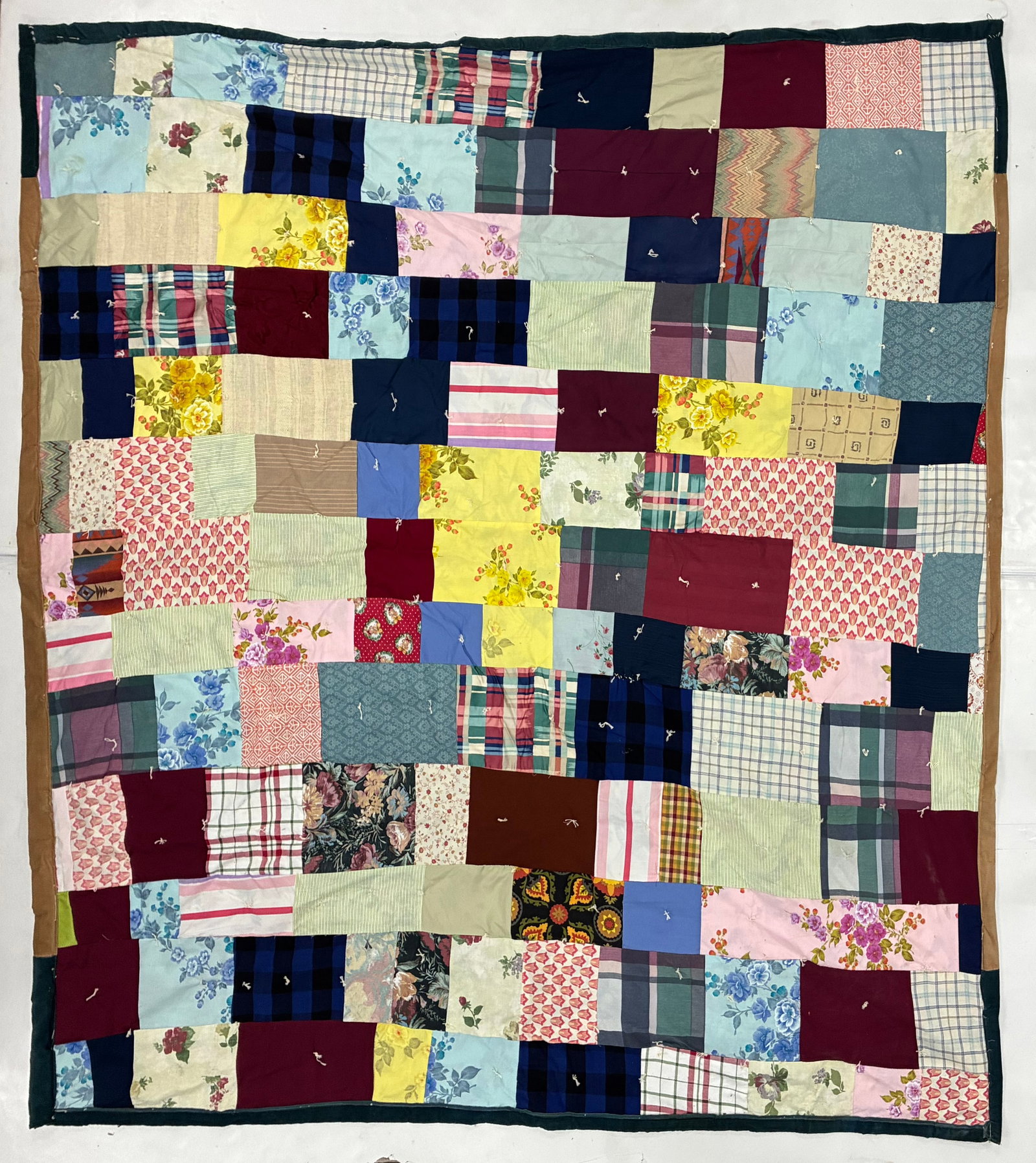 American Folk Art Scrap Patchwork Tied Utility Quilt (1 of 2)