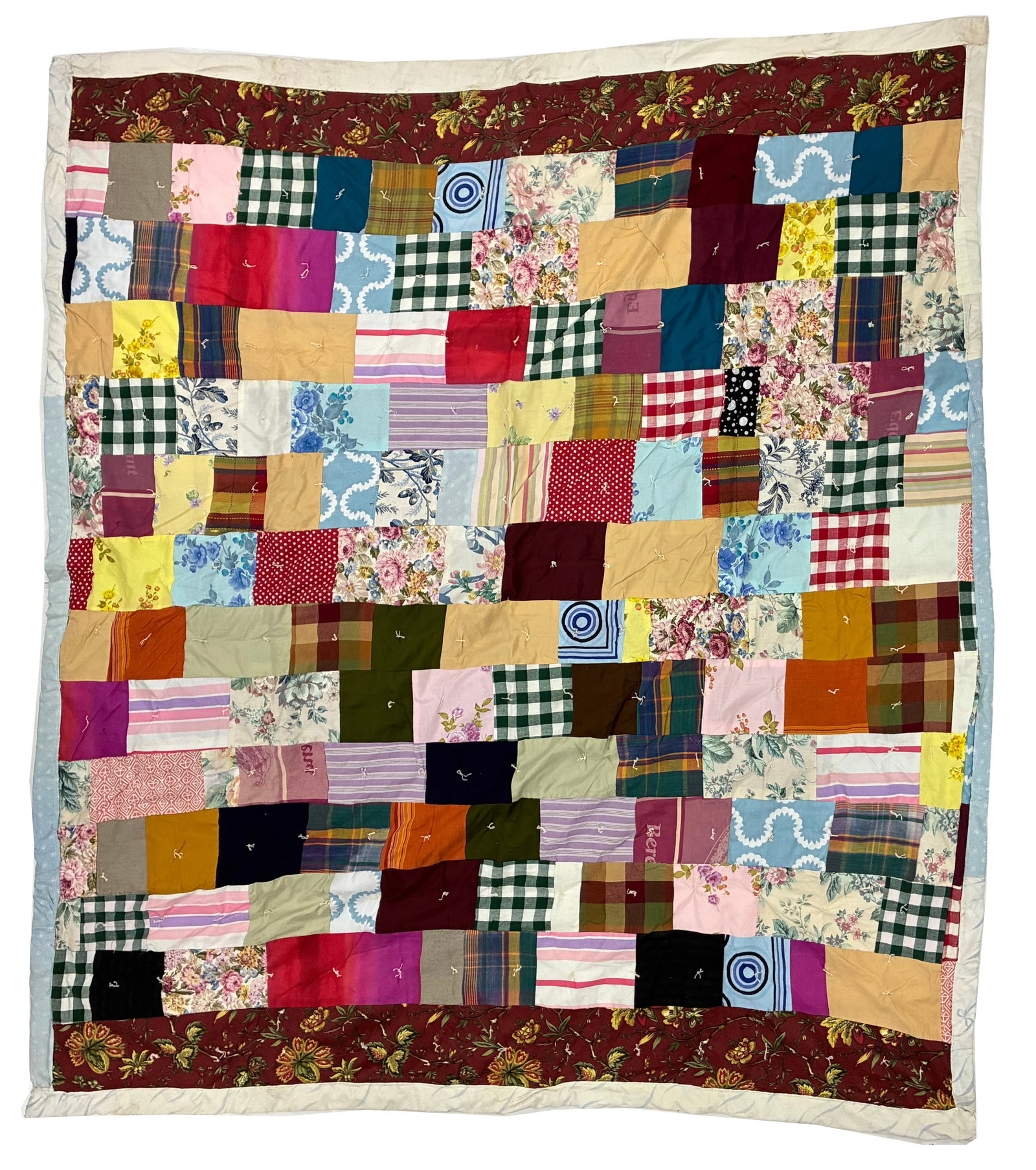 American Folk Art Scrap Patchwork Tied Utility Quilt (1 of 2)