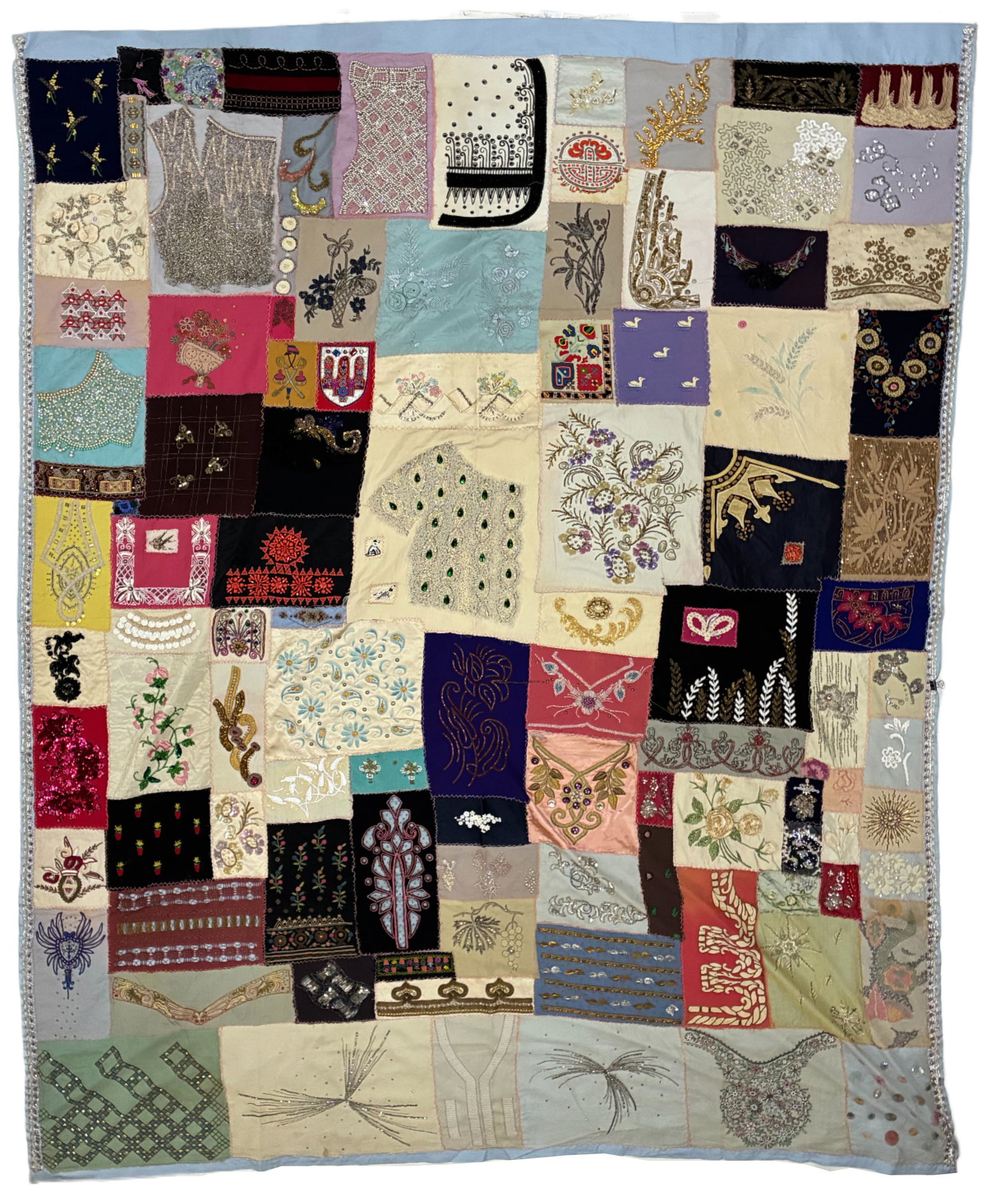 American Embroidered Silk & Satin Crazy Quilt (1 of 2)