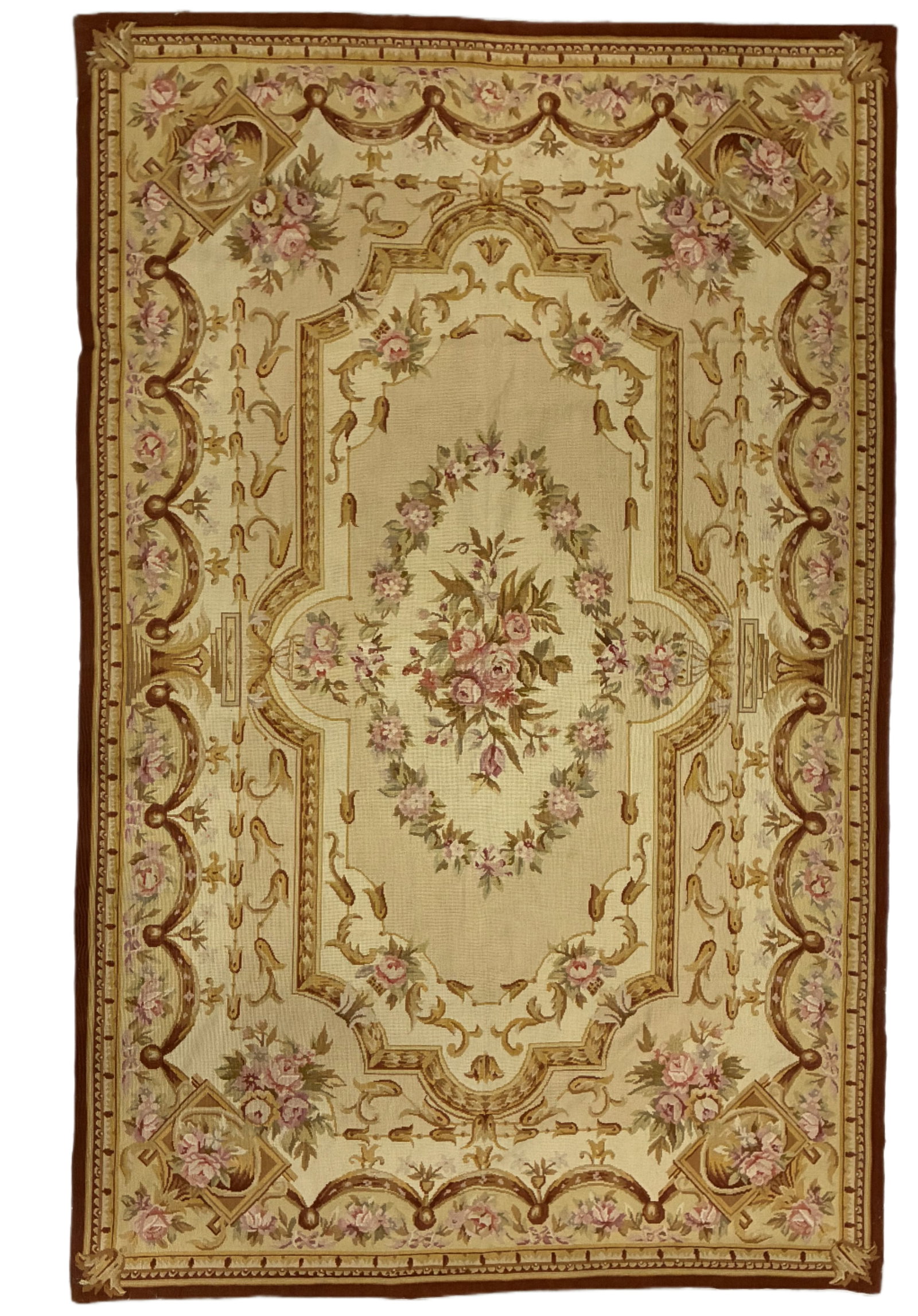 Vintage Floral Rose Needlepoint Tapestry Rug (1 of 2)