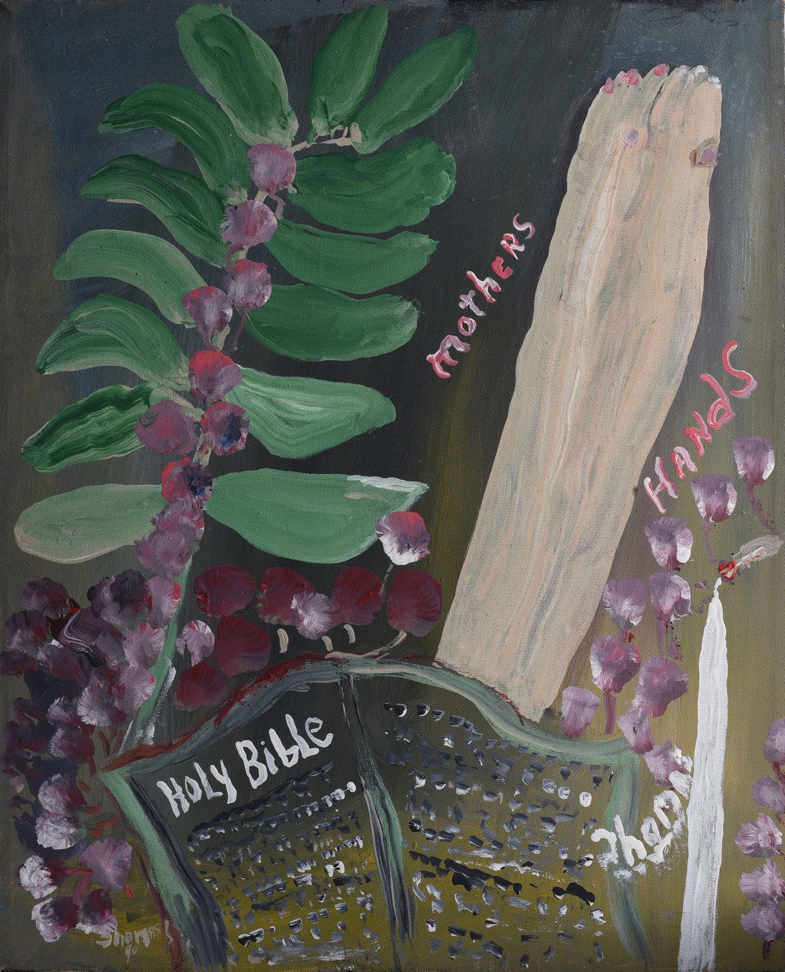 William Thomas Thompsan Painting: 16"x20" Painting by self-taught artist William Thomas Thompson (1935–2000), whose visionary religious paintings are among the more distinctive works of late-20th-century Southern outsider art. This 