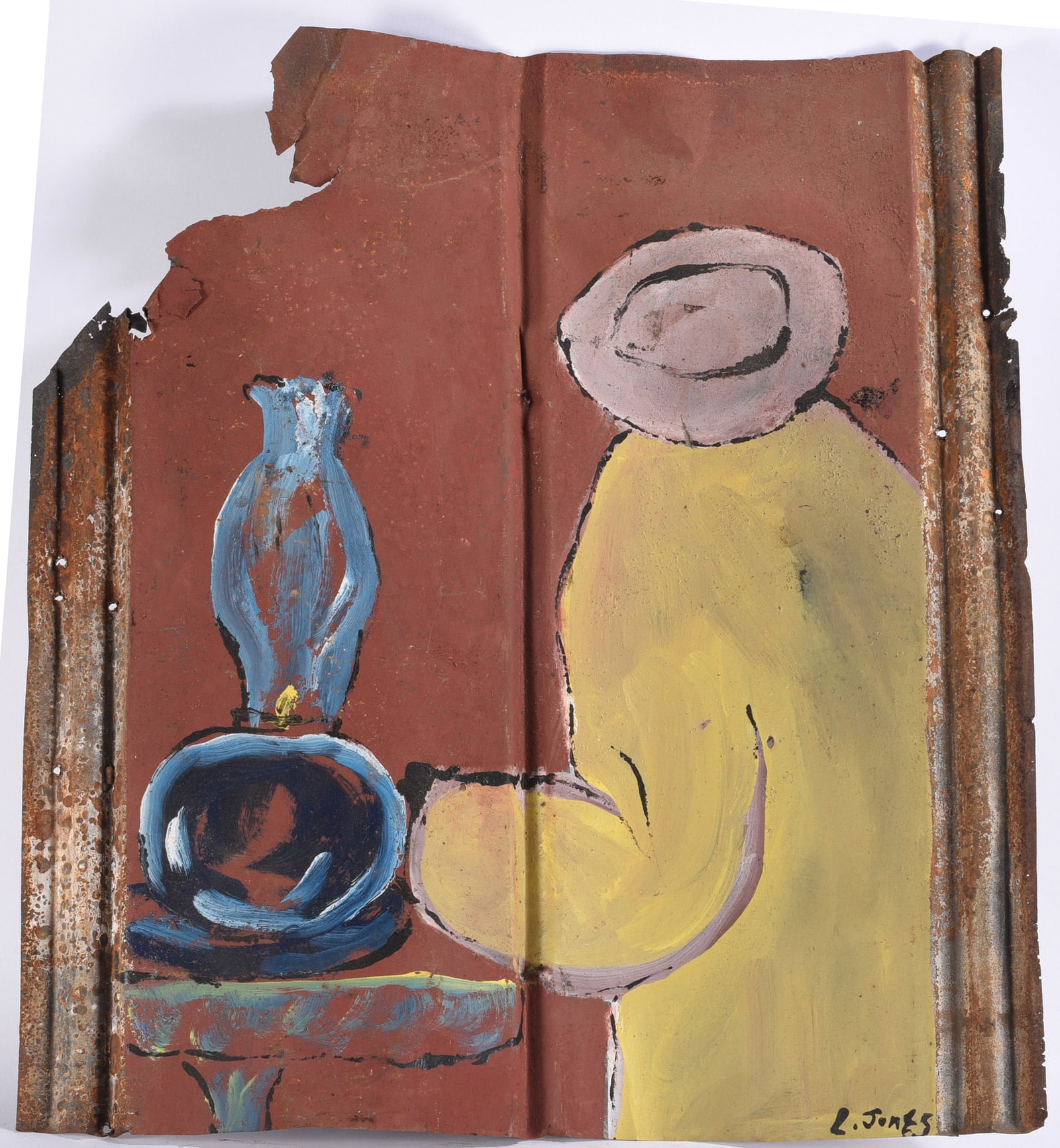 Leonard Jones Outsider Art Painting on Tin (1 of 2)