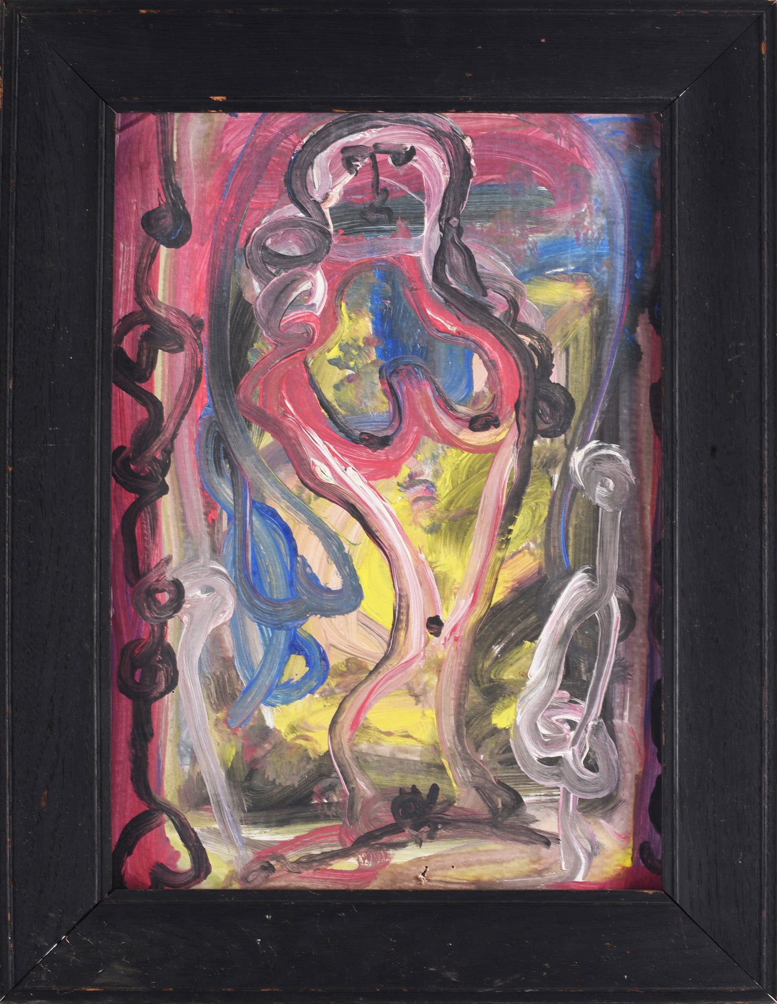 Jerry Coker Folk Art Painting: 20"x25" Jerry Coker, born in 1938, is a self-taught Southern artist known for paintings and assemblages created from conventional and salvaged materials and for an intuitive creative approach he calls