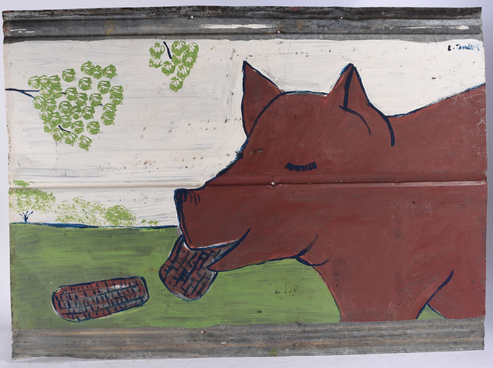 Leonard Jones Outsider Art Painting on Tin (1 of 2)