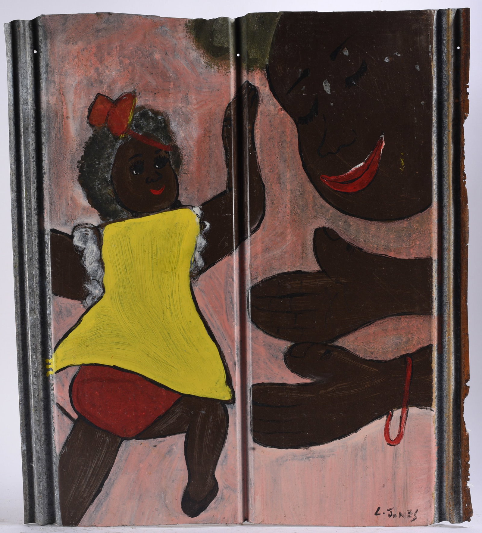 Leonard Jones Outsider Art Painting on Tin (1 of 2)