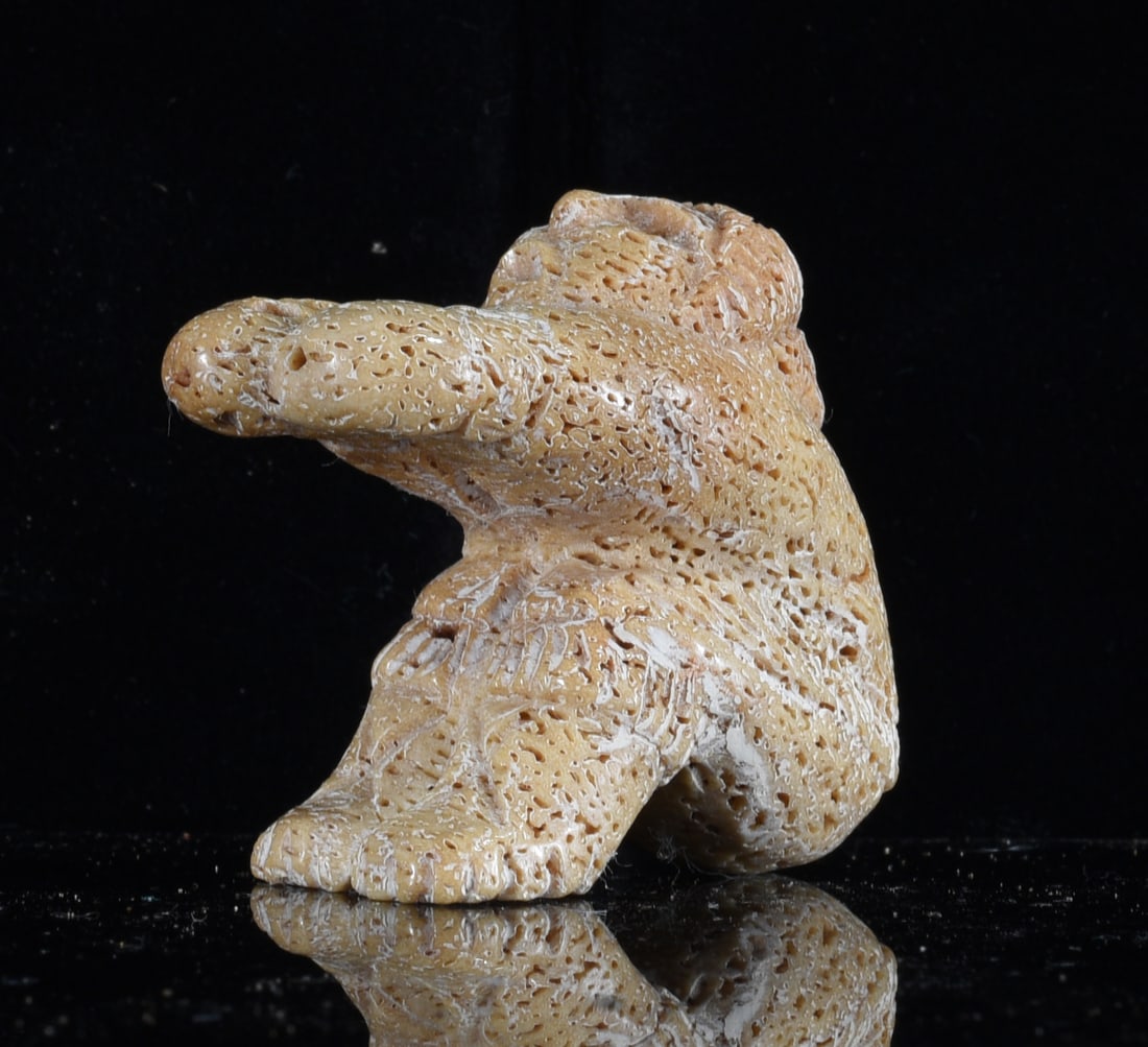 Inuit Carved Bone Seated Hunter Figure (1 of 3)