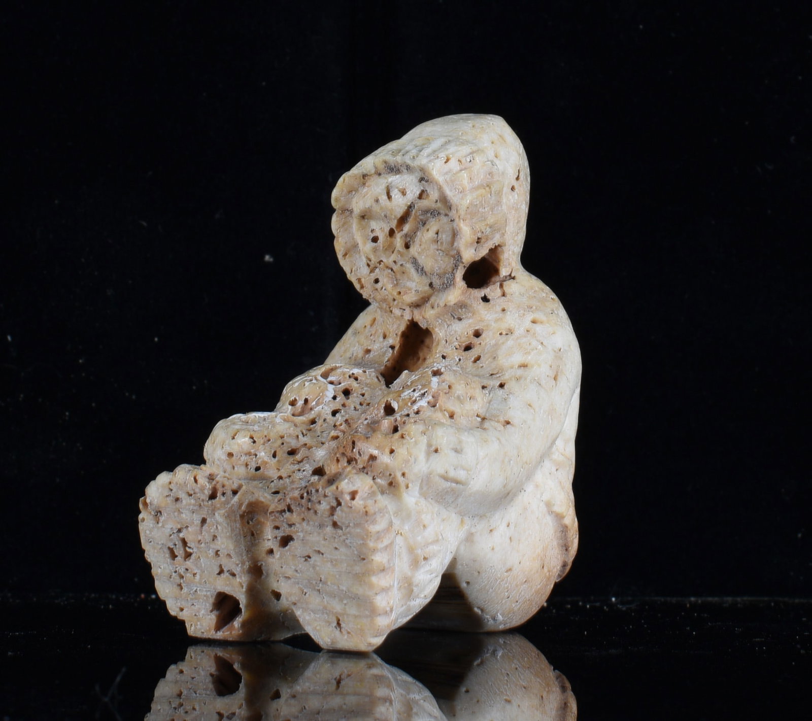 Inuit Carved Bone Seated Hunter Figure (1 of 3)