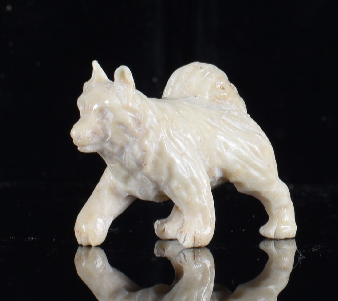 Inuit Carved Bone Dog with Pack Figure (1 of 3)