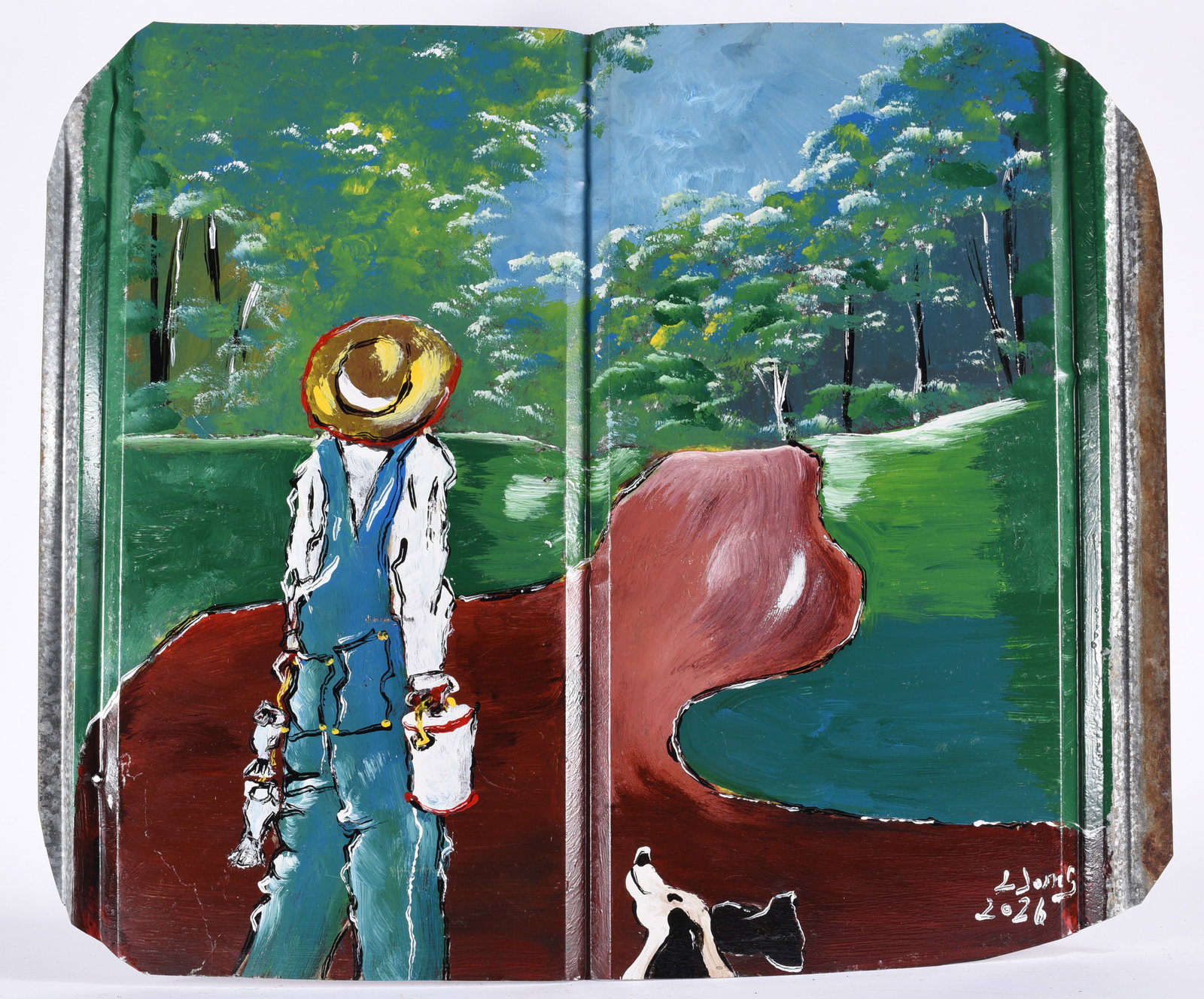 Leonard Jones Outsider Art Painting on Tin (1 of 2)
