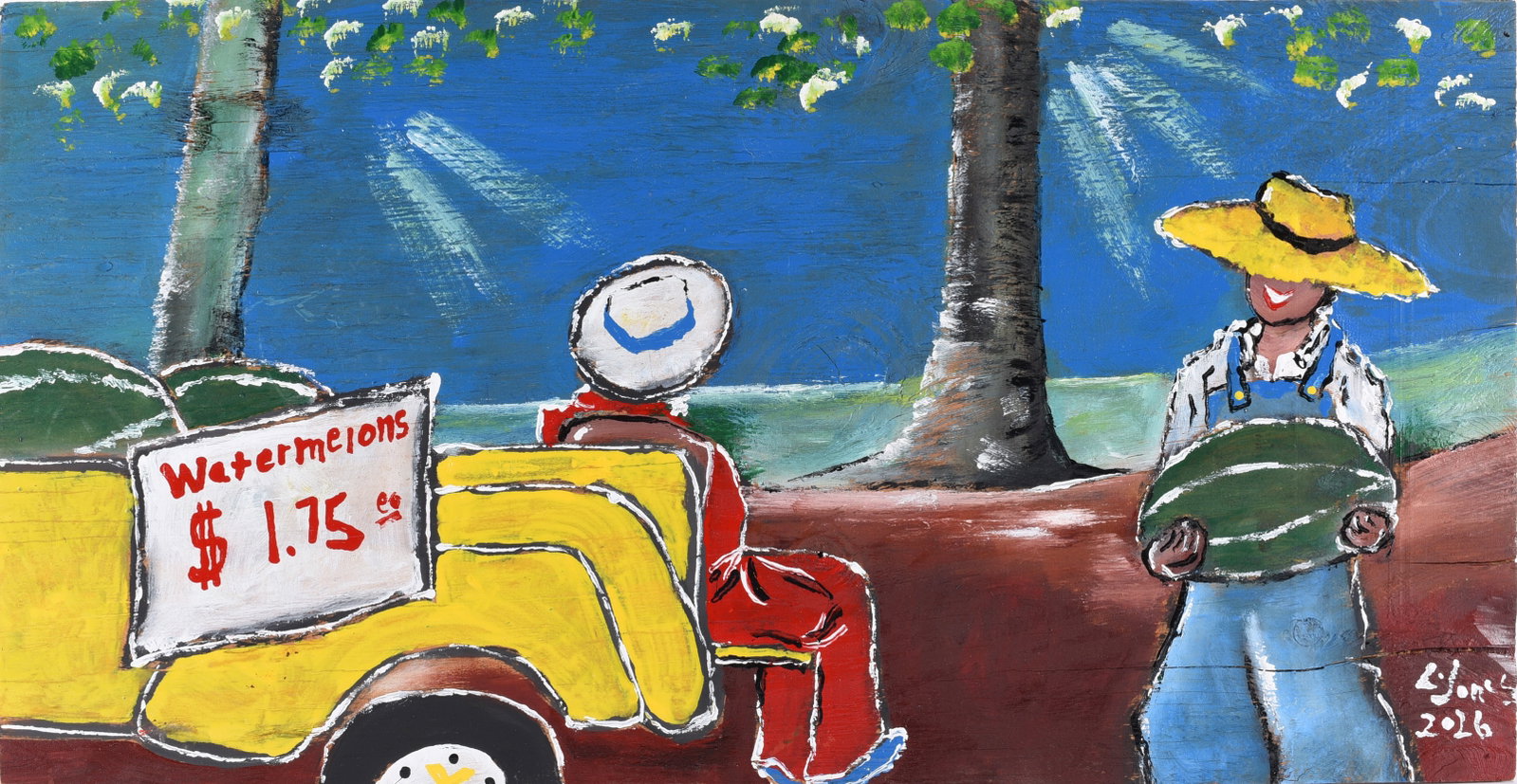 Leonard Jones Outsider Art Painting on Wood (1 of 2)