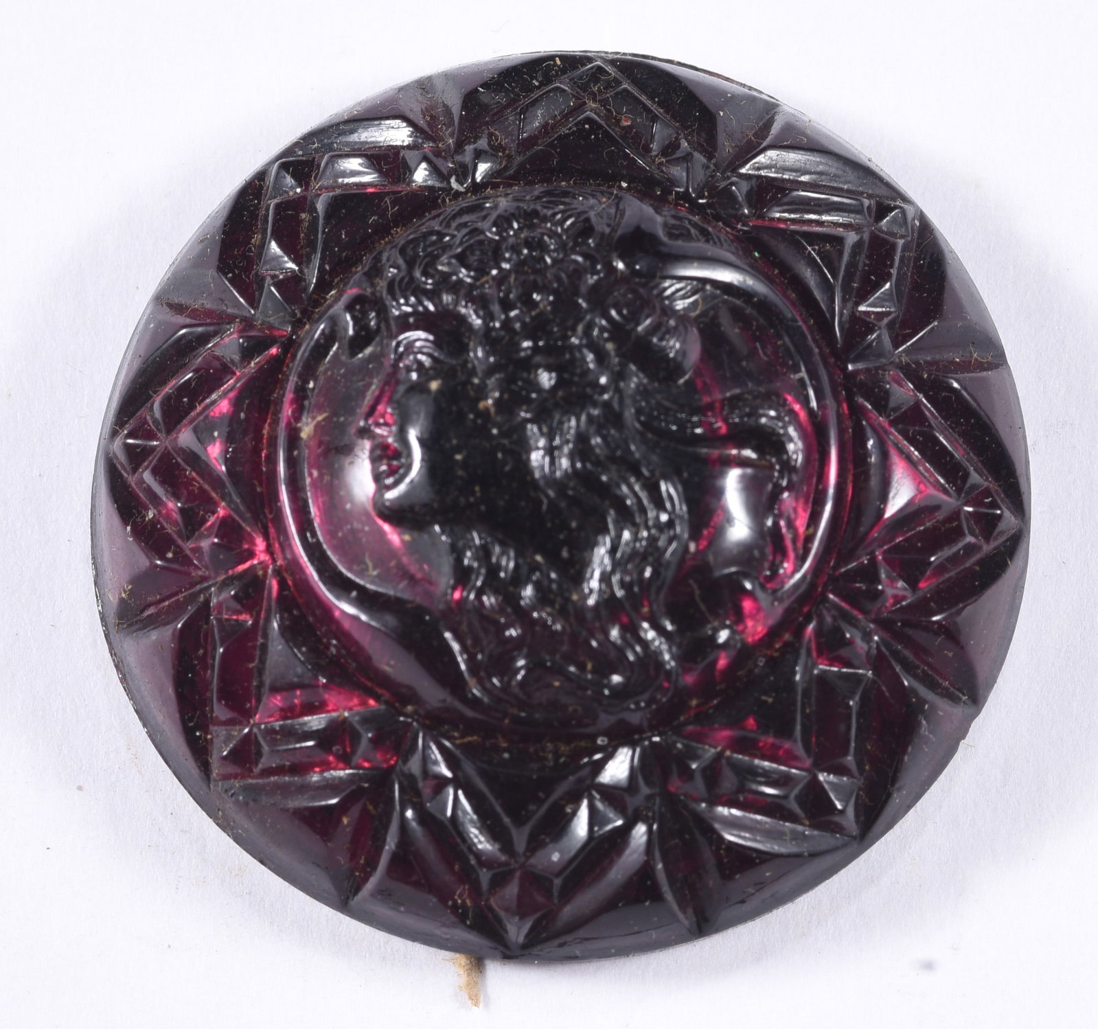 Large Antique Purple Glass Cameo Portrait Button (1 of 2)