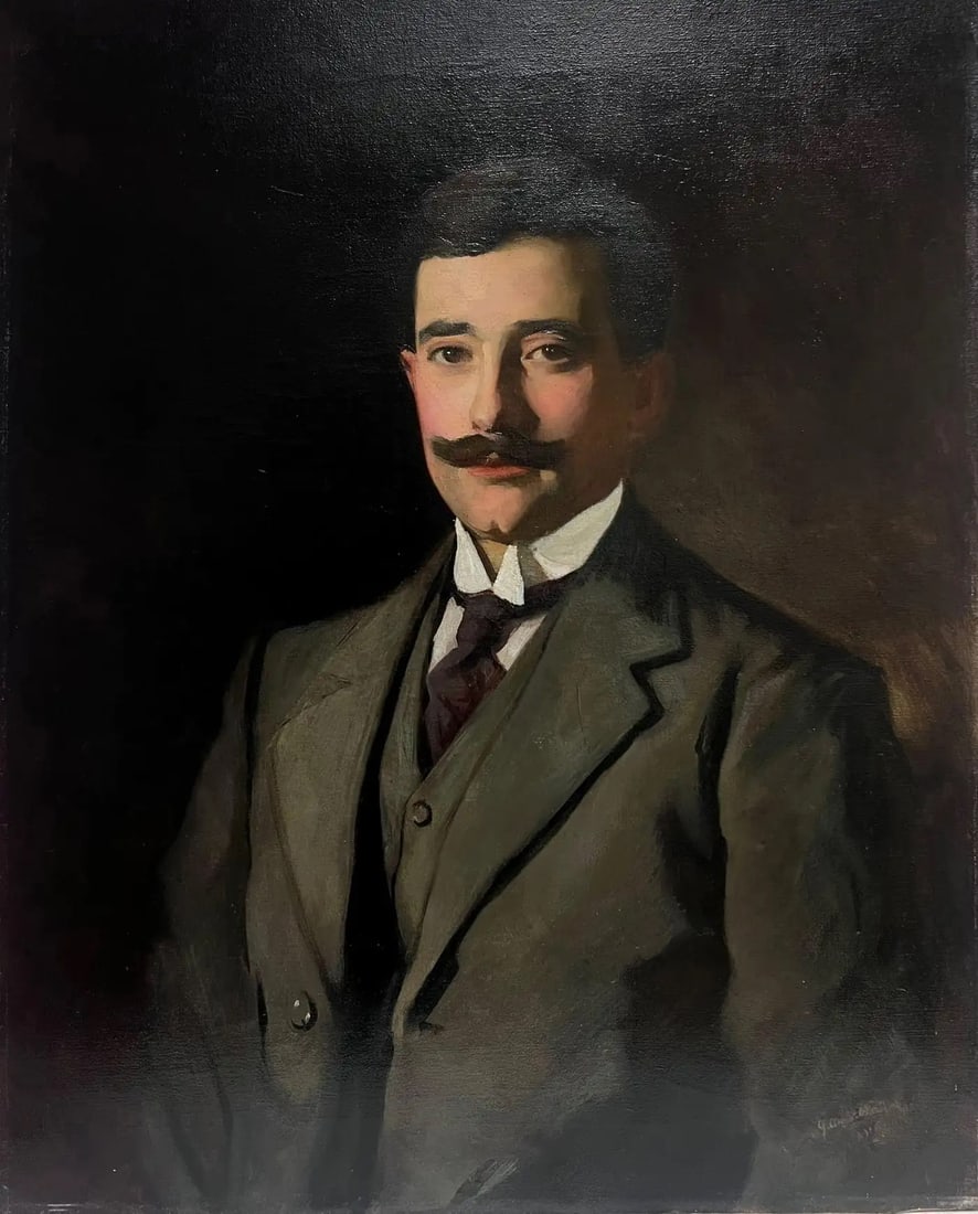 Fine Edwardian British Society Portrait of a Distinguished Gentleman signed oil 1910: Portrait of a Distinguished Gentleman by John Arthur Machray Hay (Scottish, 1887-1960) signed and dated 1910 oil on canvas, unframed canvas: 30 x 24 inches provenance: private collection, UK condition