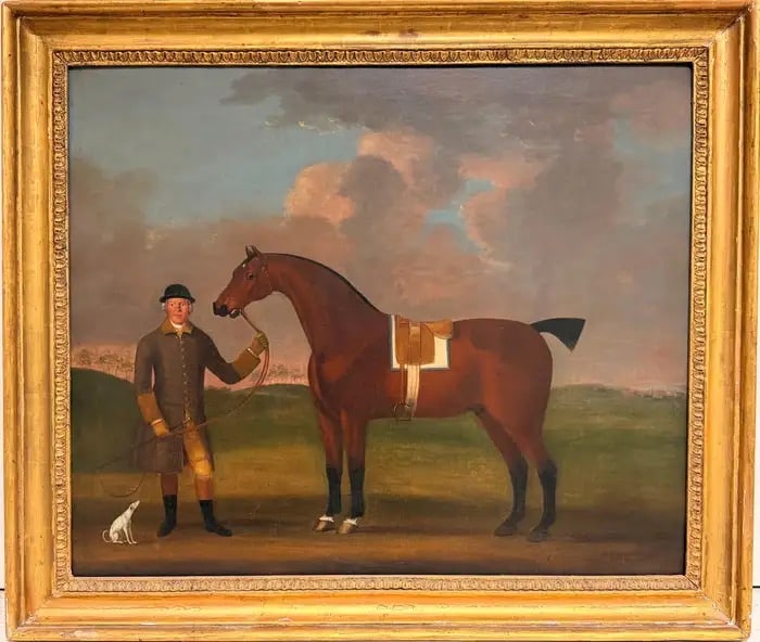 Fine 1760's English Sporting Art Oil Painting Huntsman Horse & Dog Landscape 1762 (1 of 11)