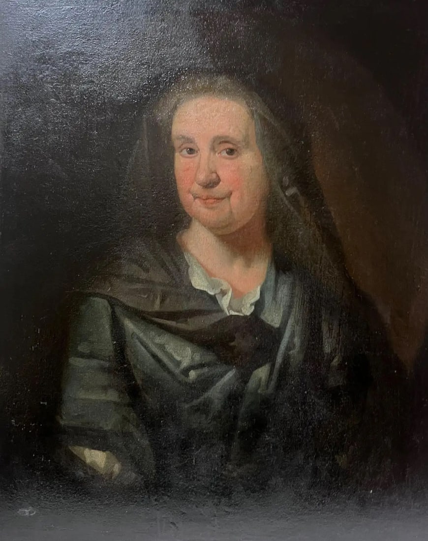 Large 18th Century English Old Master Oil Painting Portrait of Lady on canvas: Portrait of a Lady English School, 18th century oil on canvas, unframed canvas : 31 x 25 inches provenance: private collection, UK condition: good and sound condition
